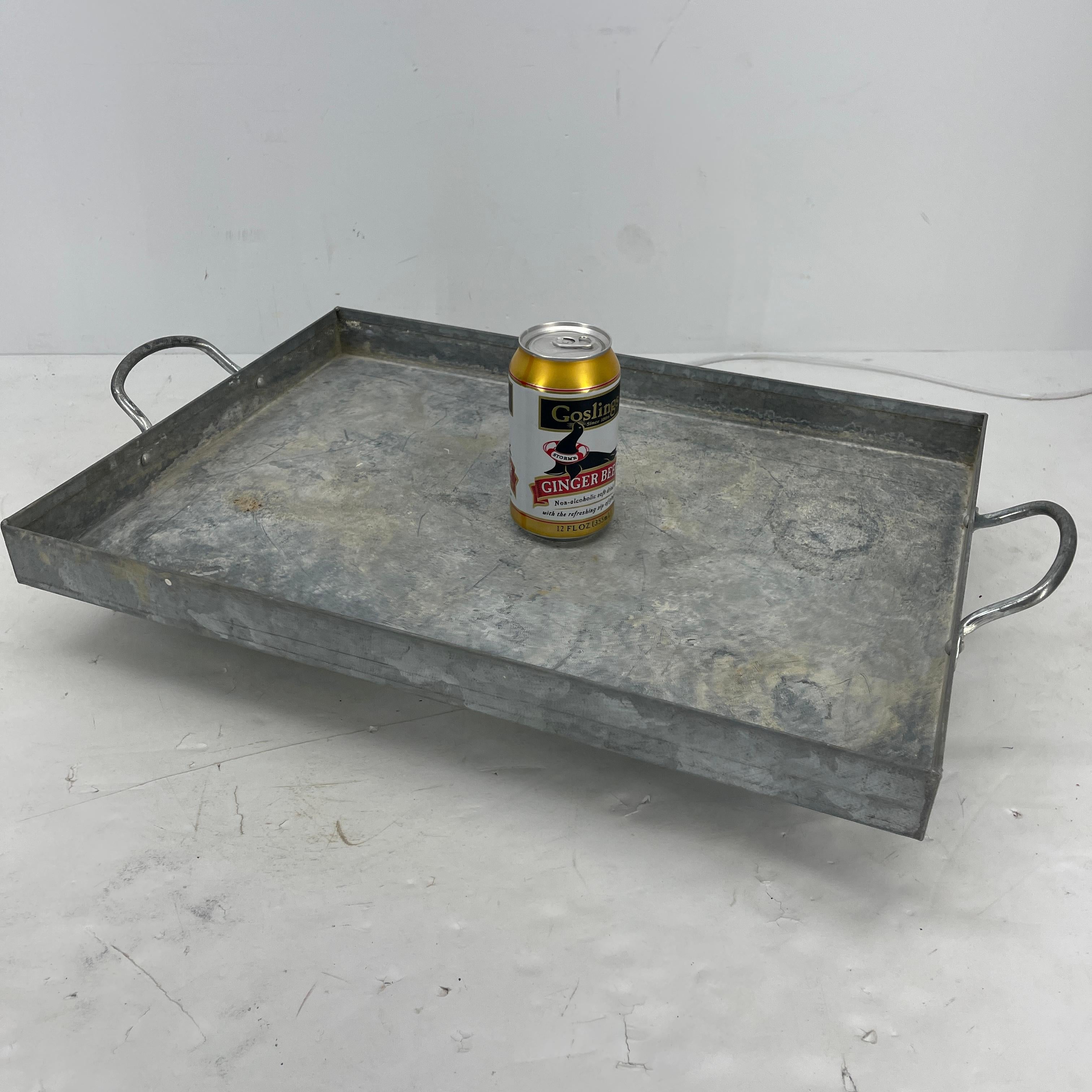 Large Galvanized Metal Serving Tray with Handles 4
