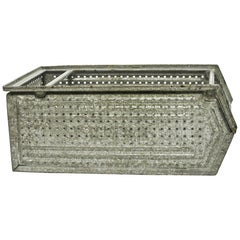 Large Galvanized, Perforated Metallic Crate 'Varnished', France, circa 1950