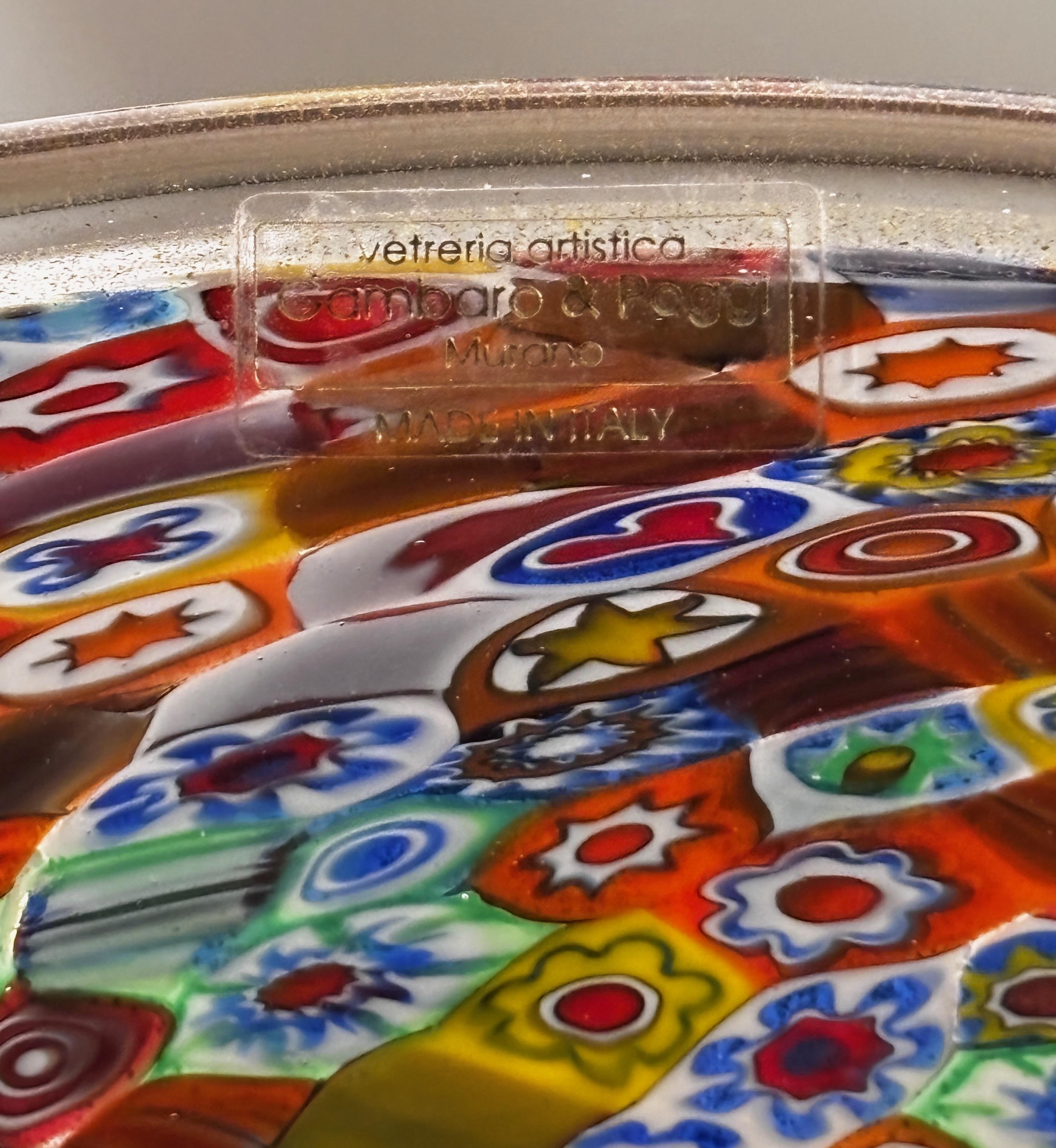 italien Grand vase Urne en verre soufflé à la main Millefiori de Murano & Poggi en vente