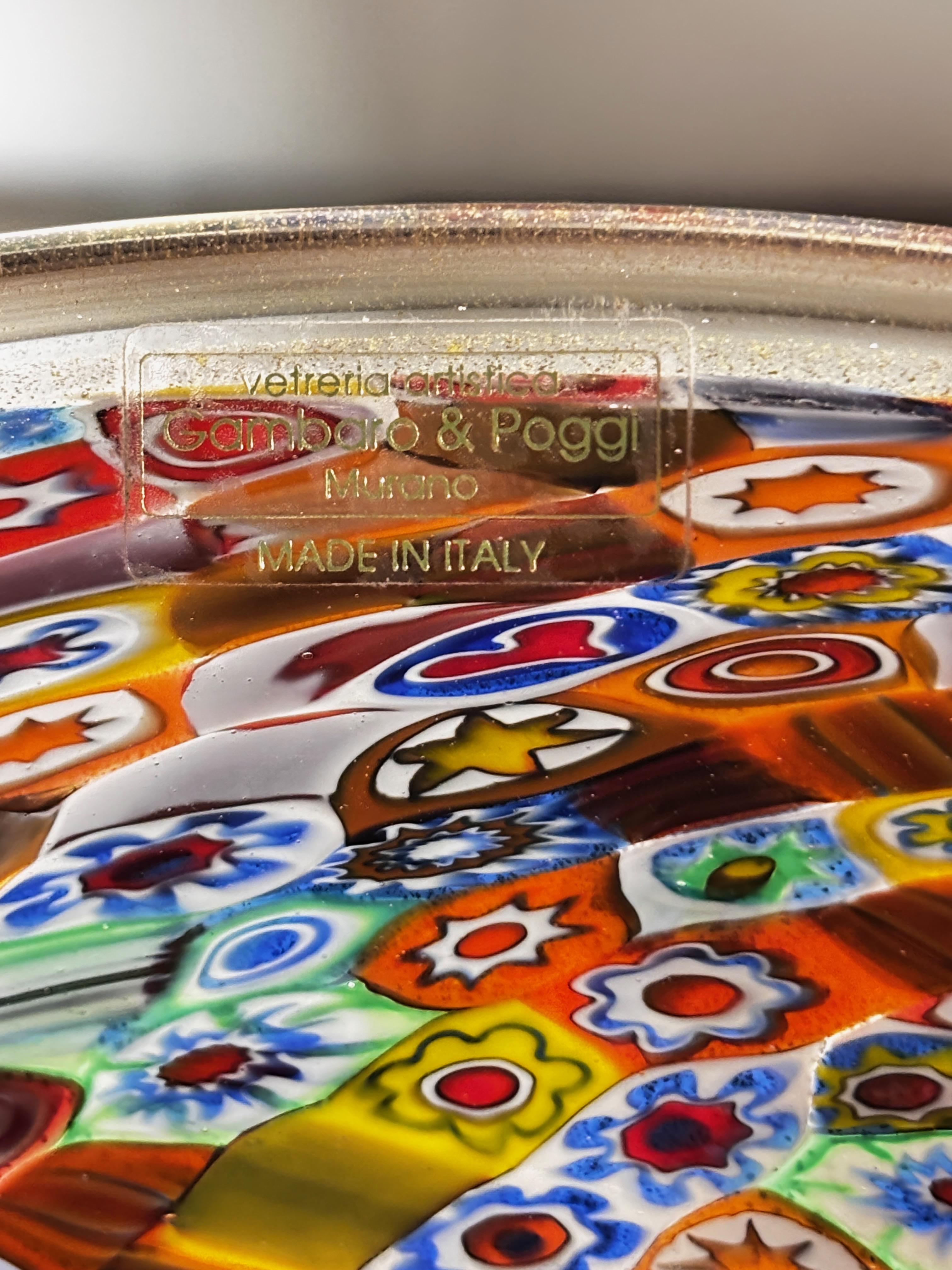 Verre Grand vase Urne en verre soufflé à la main Millefiori de Murano & Poggi en vente