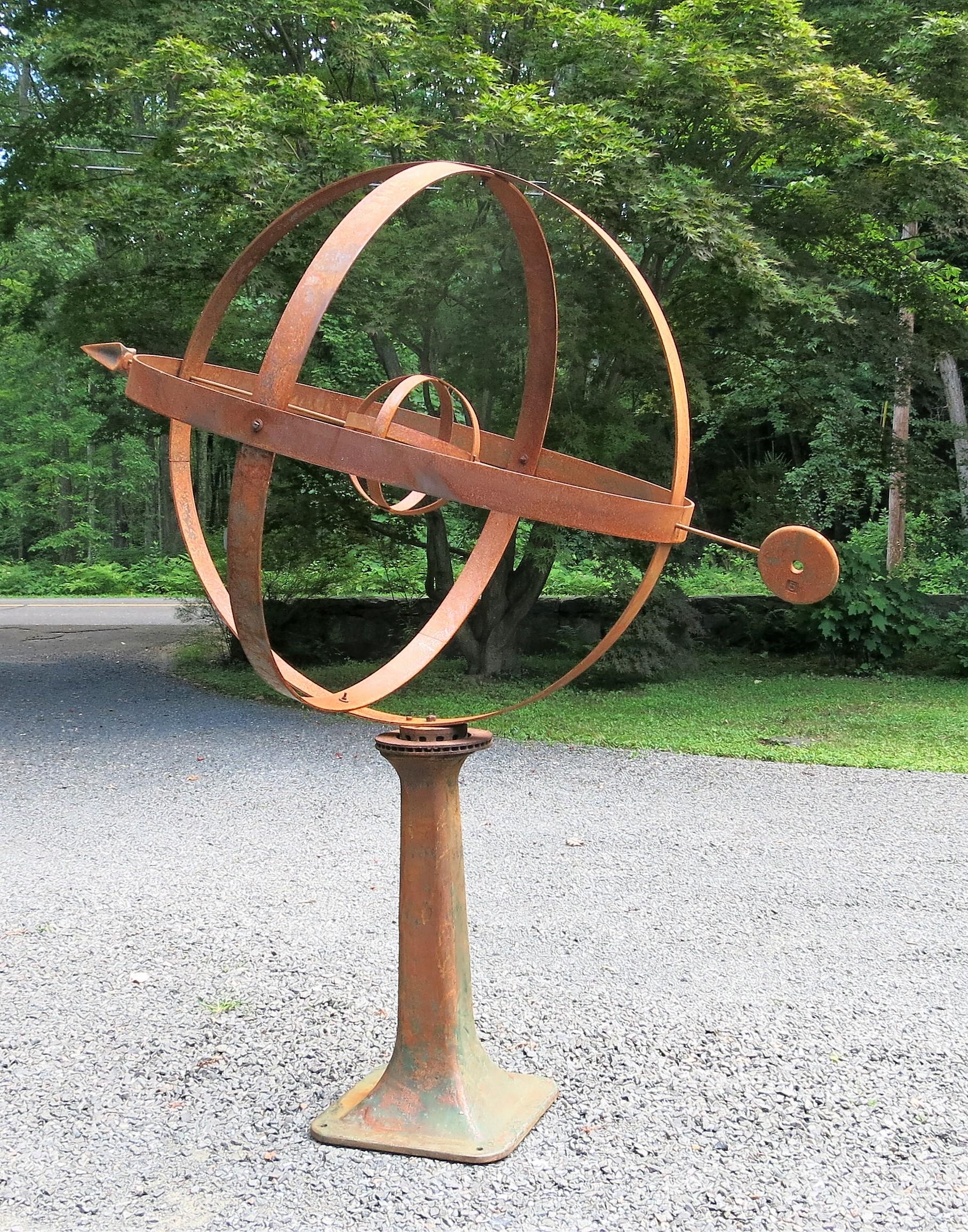 Large size garden armillary, hand crafted by local artist. The armillary is 48