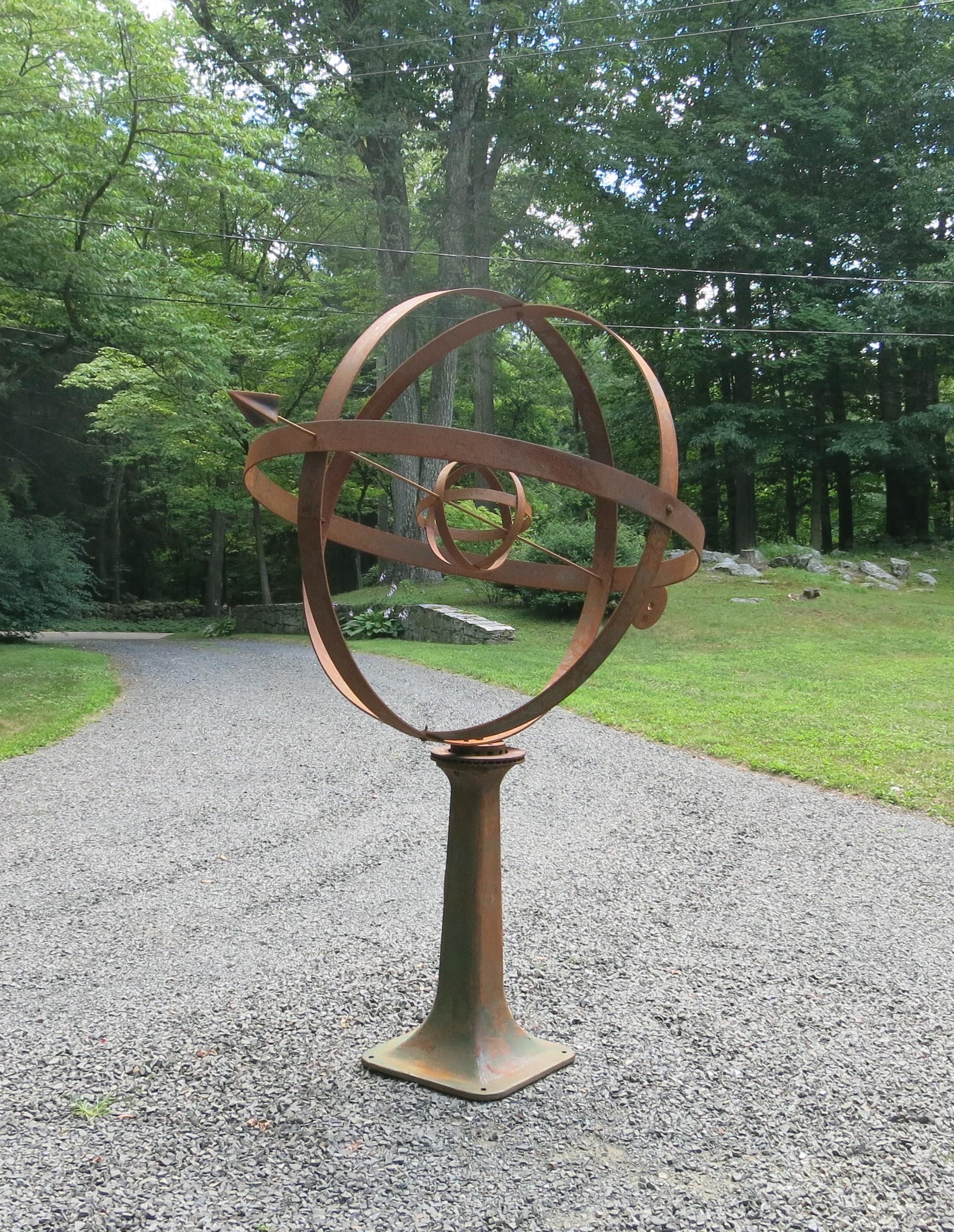 Iron Large Garden Armillary Artisan Made, Garden Sphere