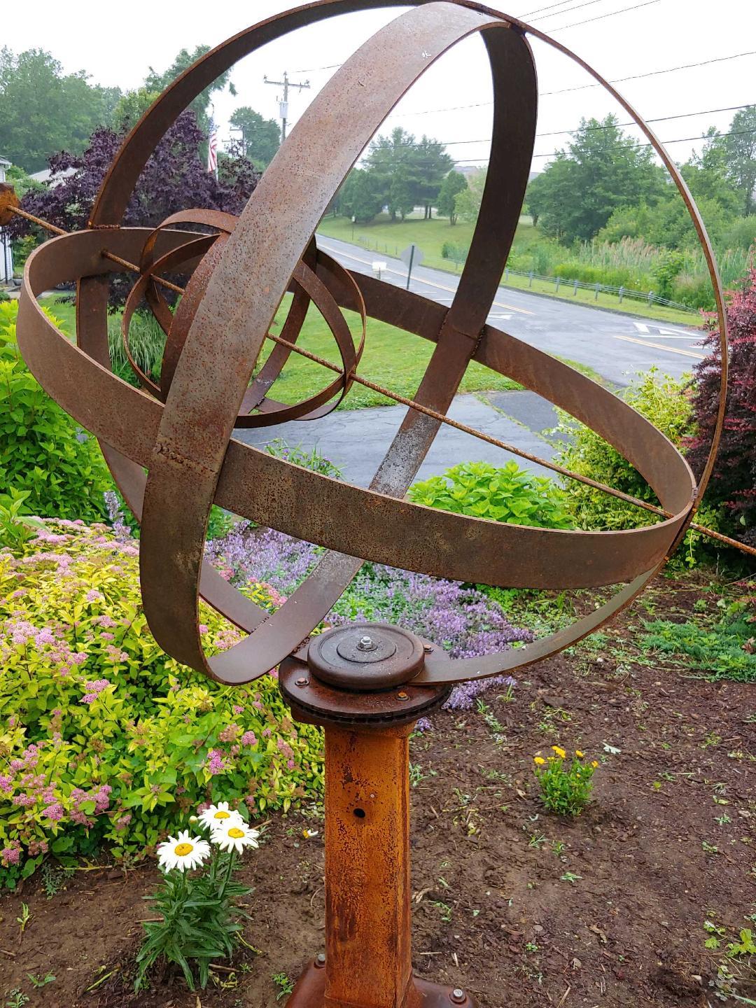 Large Garden Armillary Garden Sphere Artisan Made In Good Condition In Newtown, CT