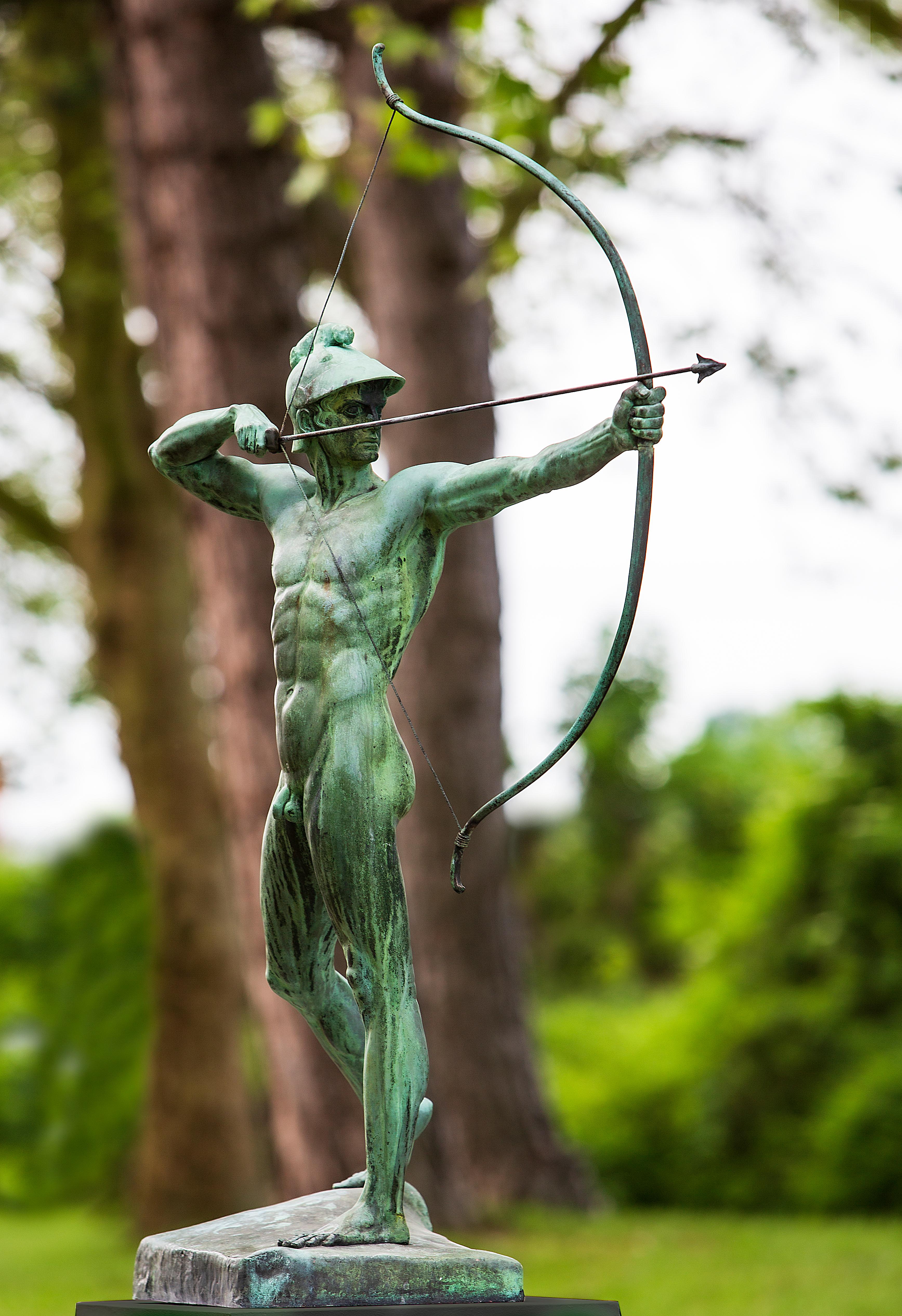 Large Garden Bronze Statue 'The Archer' Ernst Moritz Geyger, Berlin, circa 1910 1