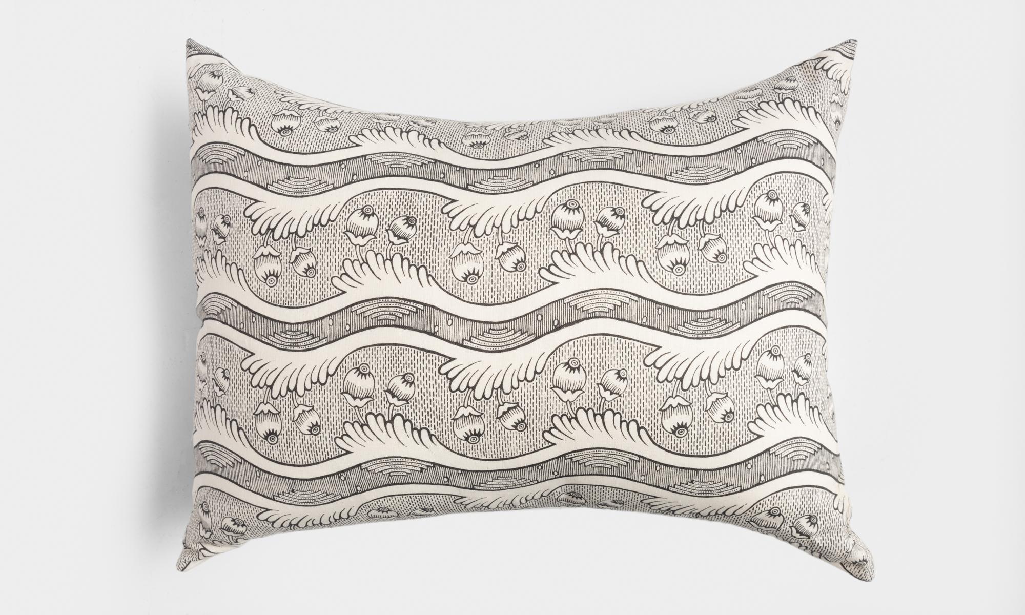 Large Garden Stripe Pillow by Antoinette Poisson, 100% Cotton In Good Condition In Culver City, CA
