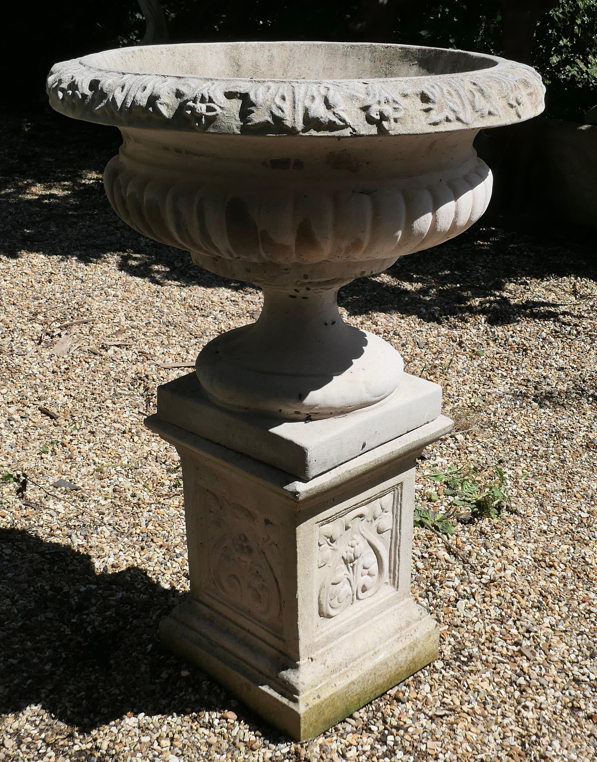 Early 20th Century Large Garden Urn or Planter on Plinth     For Sale