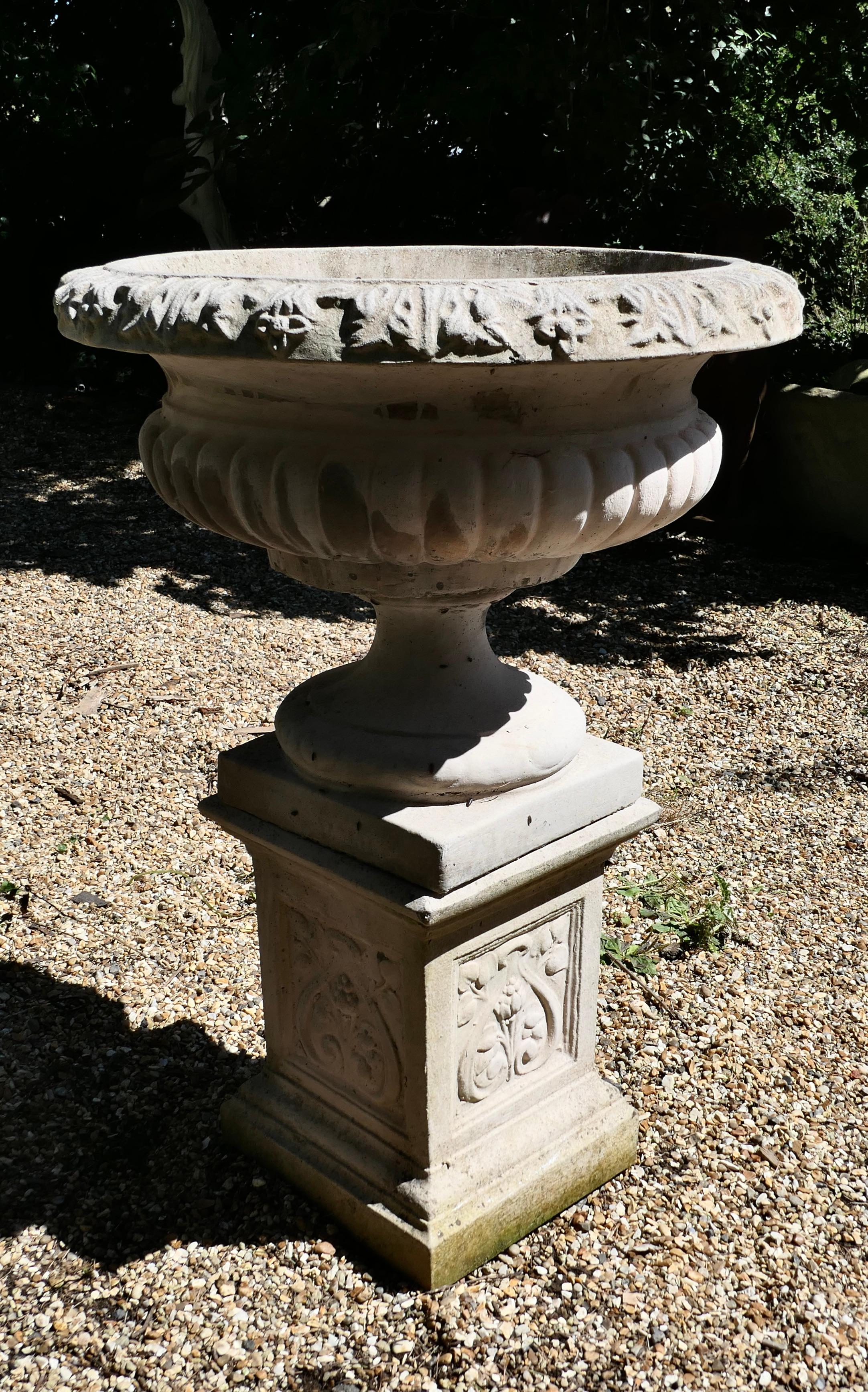 Large Garden Urn or Planter on Plinth     For Sale 2