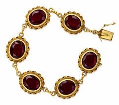 Large Garnet 14K Gold Bracelet