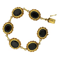 Large Garnet 14K Gold Bracelet