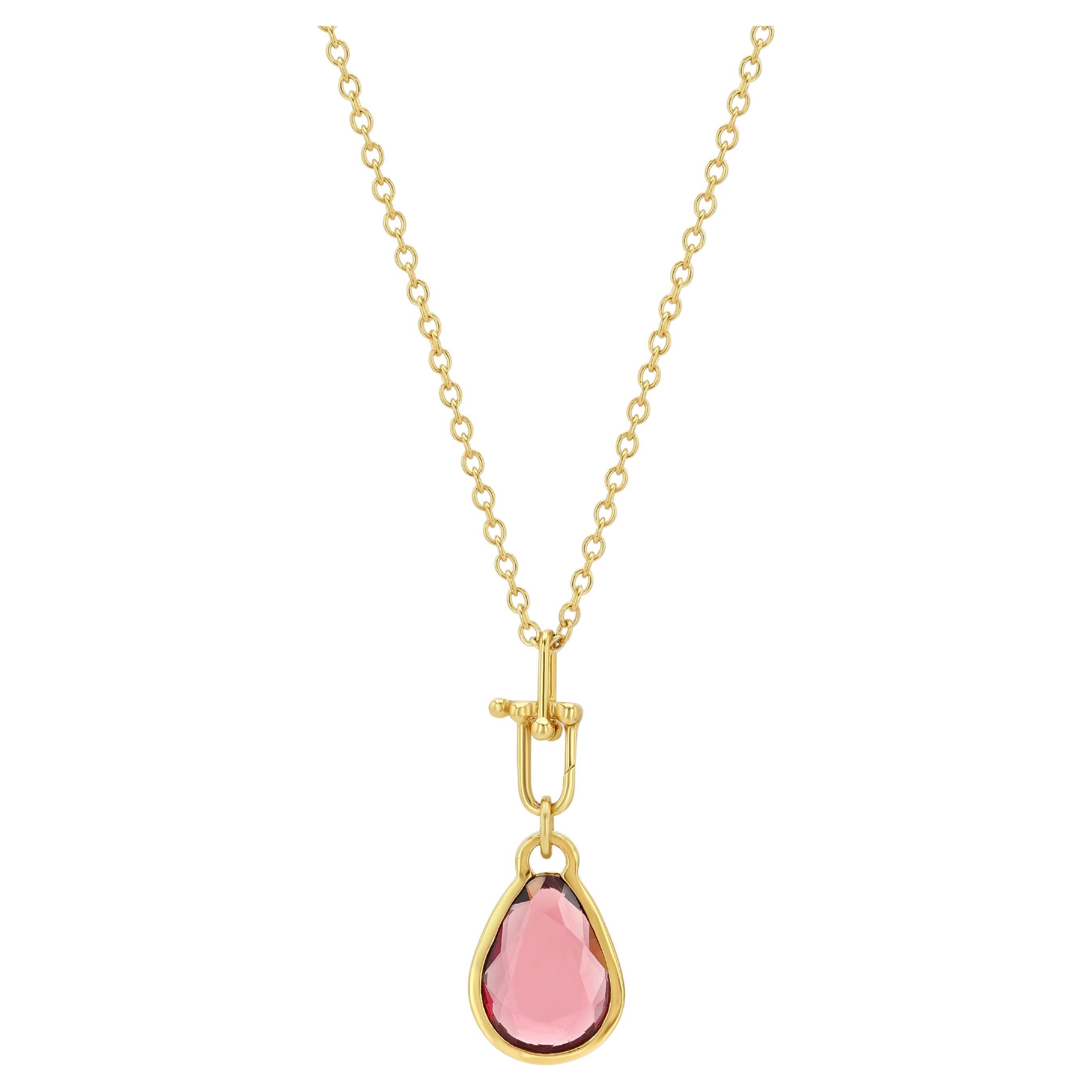 Ciondolo grande di granato a forma di pera in vendita