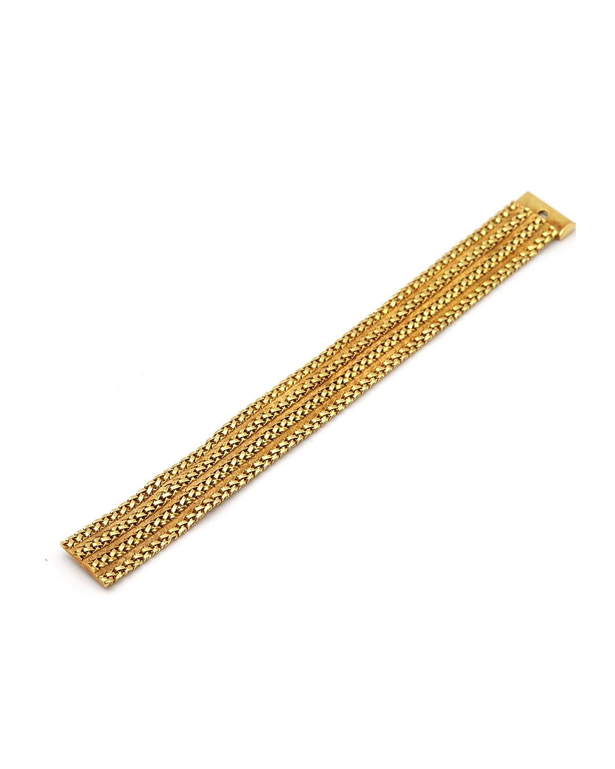 Moderno Bracciale a fascia grande Gay Frères, maglia flessibile francese vintage a 18k intrecciata in vendita