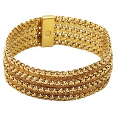 Large Gay Frères band bracelet, vintage French flexible 18k braided mesh