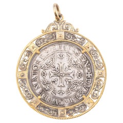 Large Genoa Silver Coin 1670 Pendant