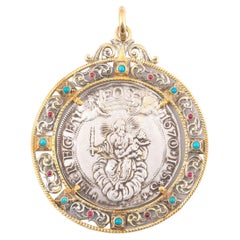 Large Genoa Silver Coin 1670 Pendant