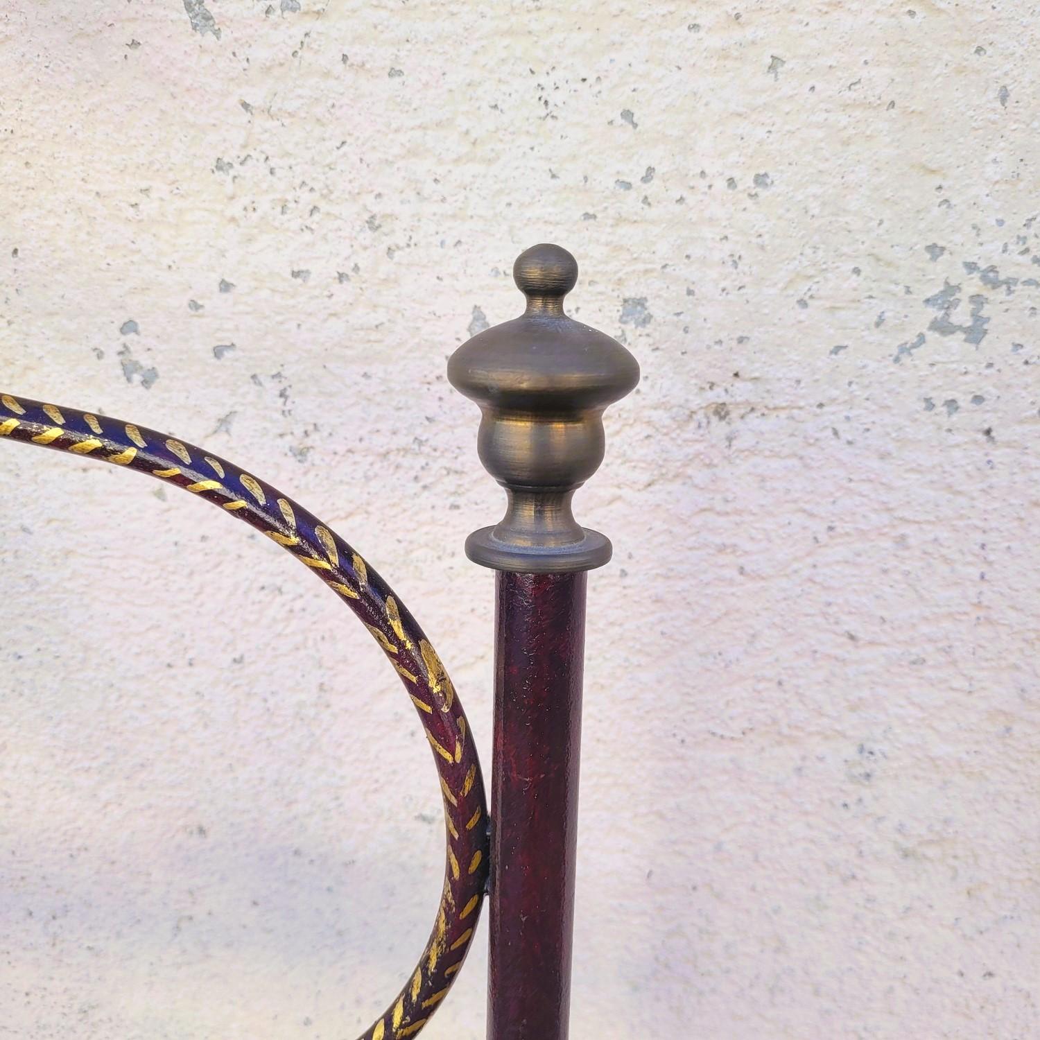 Gran Cama Genovesa De Hierro Pintado, 2 Plazas, Siglo XIX en venta 3