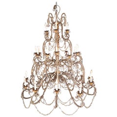 Antique Large Genoese Chandelier, Murano Glass and Crystal, circa 1900