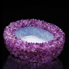 Large Genuine Amethyst Crystal Bowl – 14 lb Natural Geode Decor