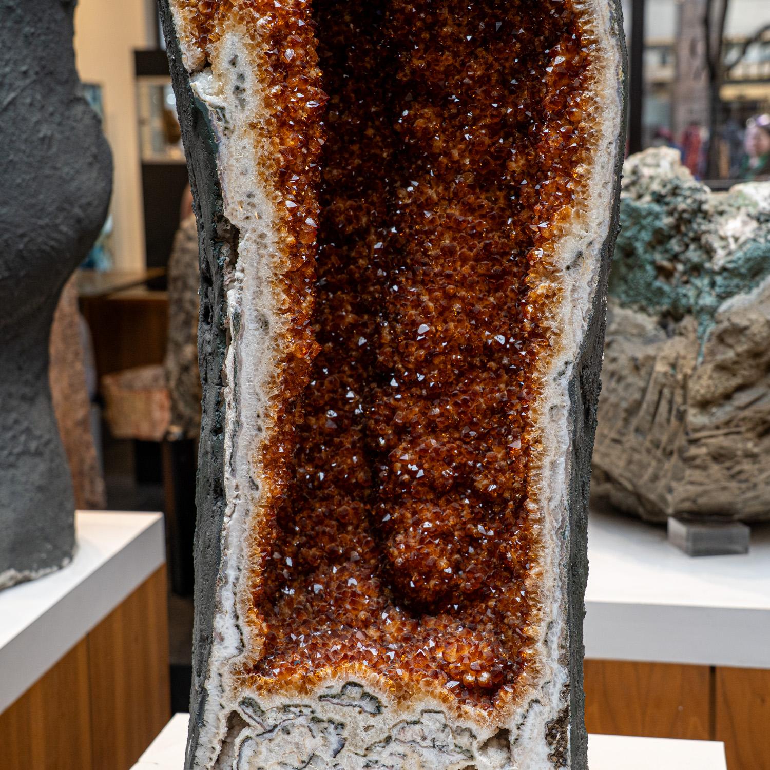 Contemporary Large Genuine Citrine Crystal Clustered Geode from Brazil (145.5 lbs) For Sale