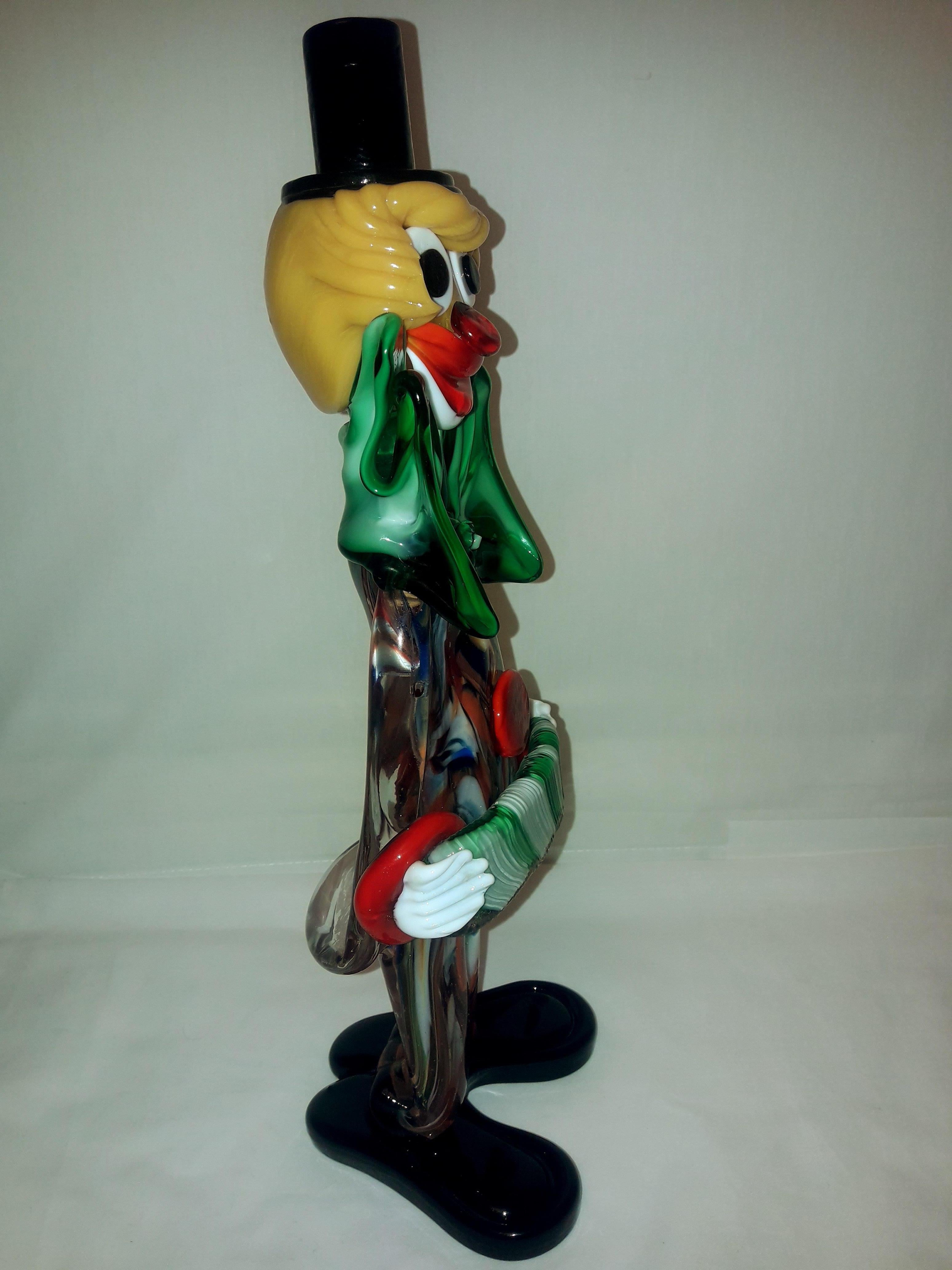 Italian Large Genuine Murano Glass Clown For Sale