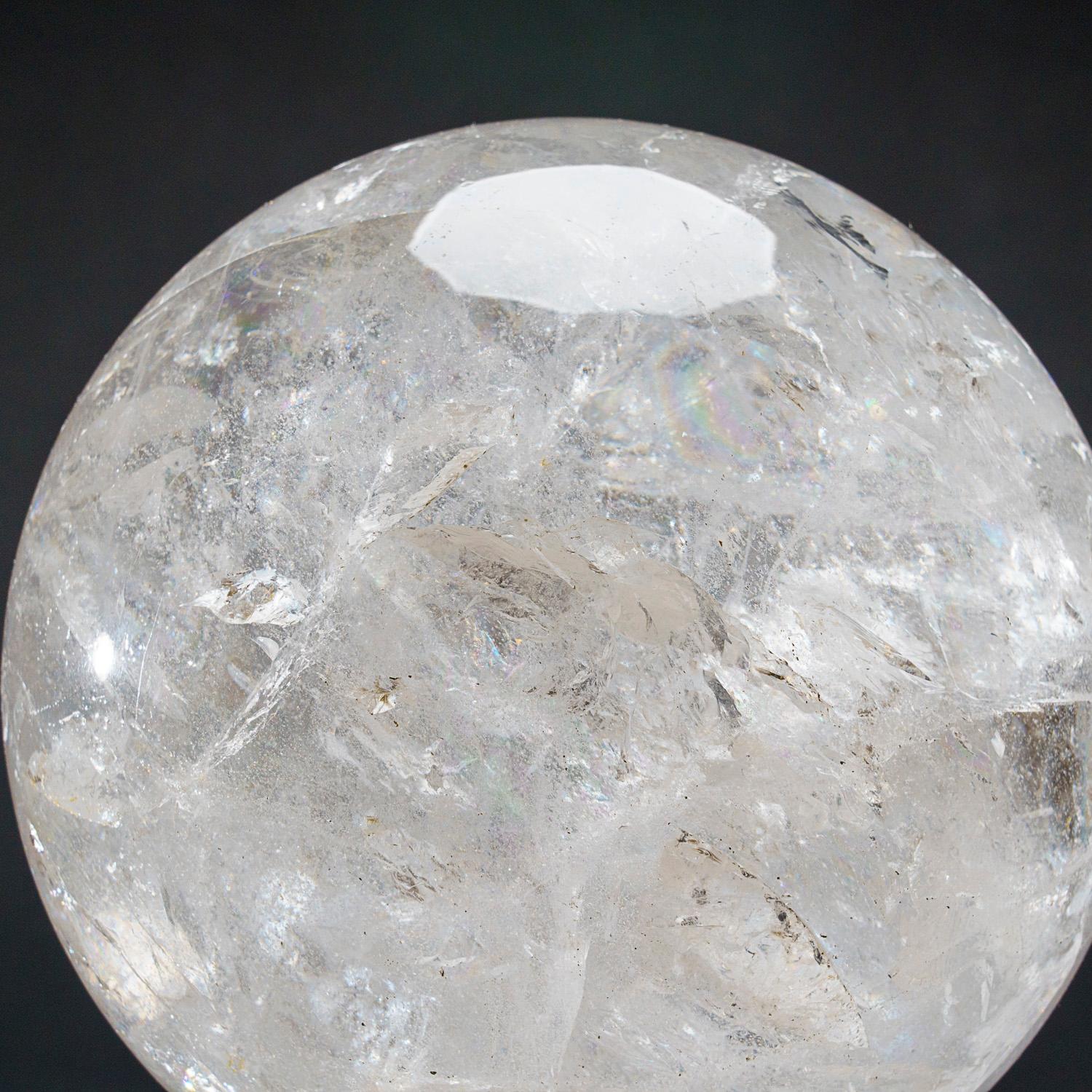 XXIe siècle et contemporain Grande sphère de quartz poli transparent authentique du Brésil (10 livres) en vente