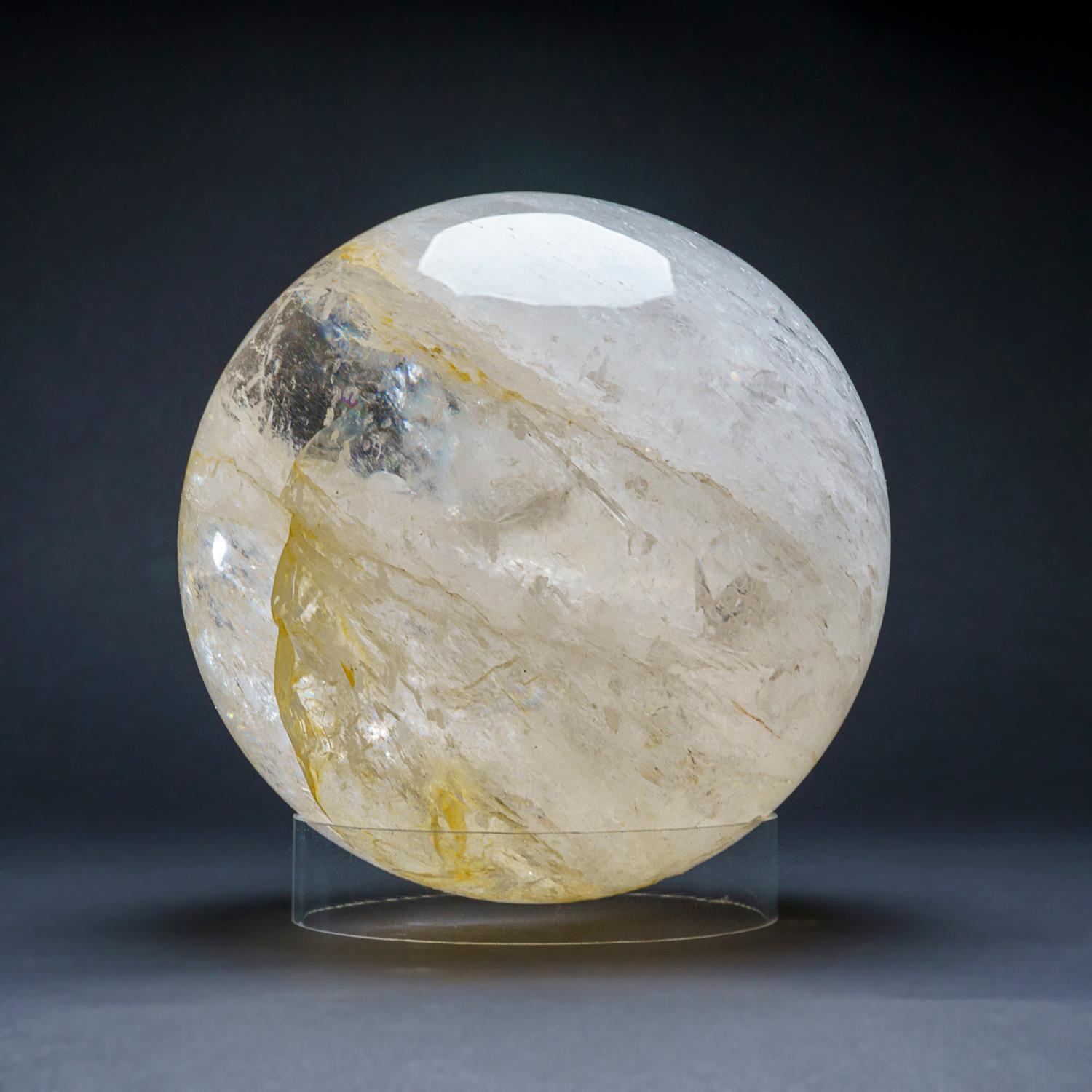 Large Genuine Polished Clear Quartz Sphere from Brazil (34 lbs) In New Condition For Sale In New York, NY