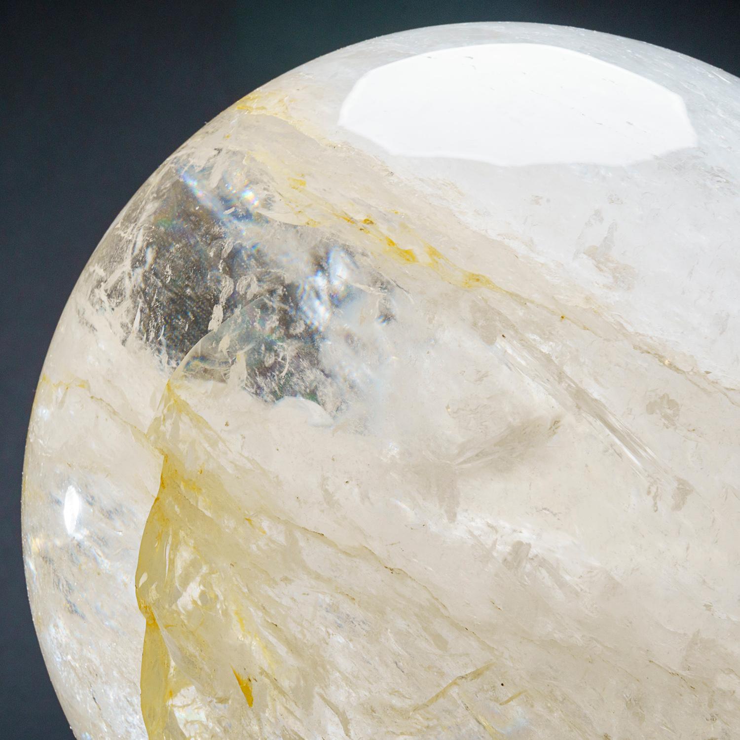 XXIe siècle et contemporain Grande sphère de quartz poli transparent authentique du Brésil (34 livres) en vente