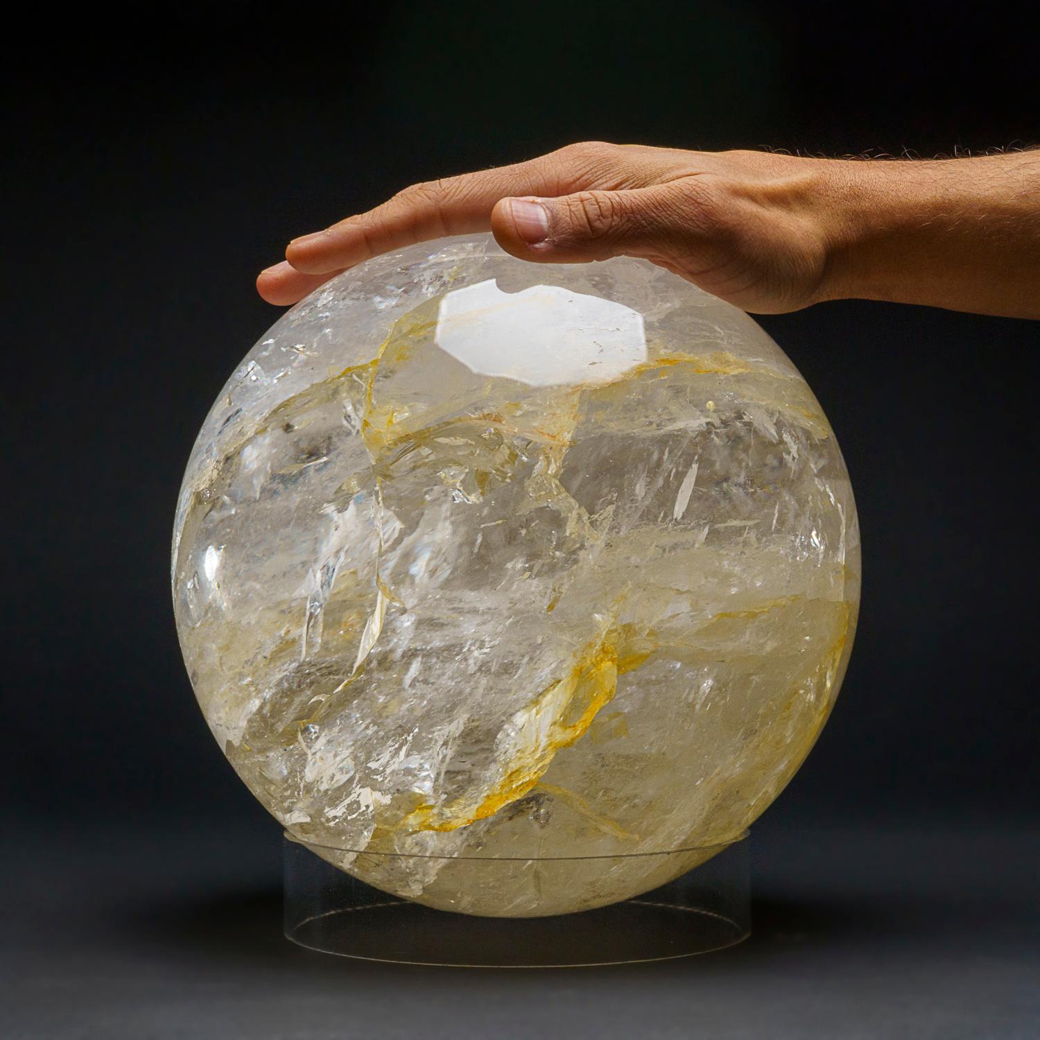 Autre Grande sphère de quartz poli transparent authentique du Brésil (34 livres) en vente