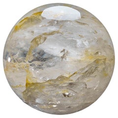 Grande sphère de quartz poli transparent authentique du Brésil (34 livres)