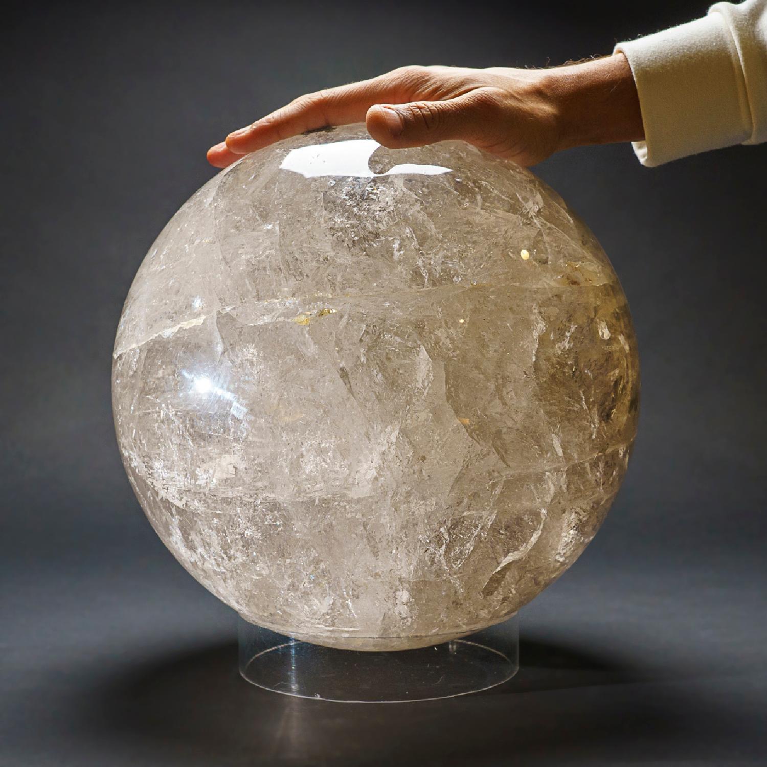 Brazilian Large Genuine Polished Clear Quartz Sphere from Brazil (68 lbs) For Sale