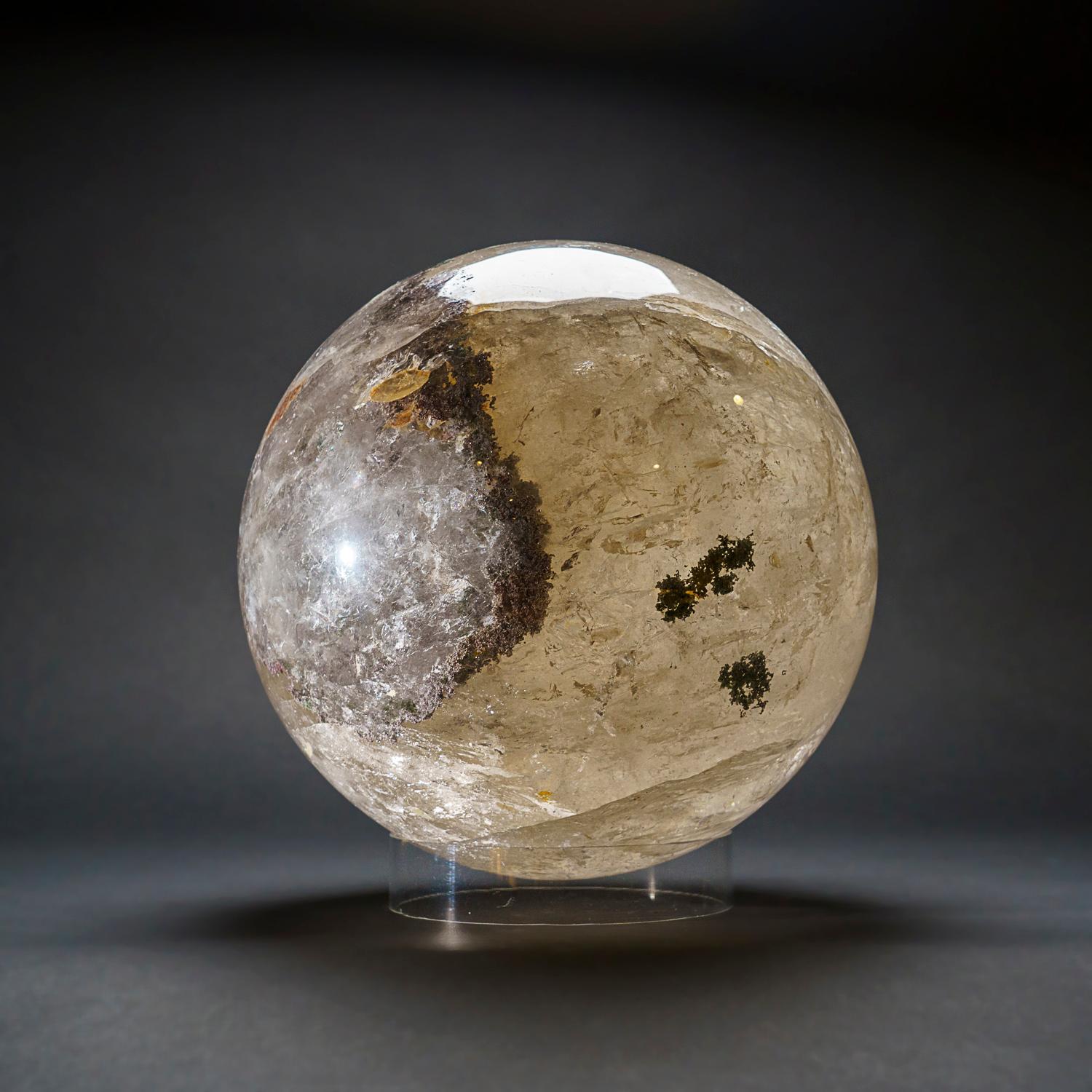 XXIe siècle et contemporain Grande sphère de quartz poli transparent authentique du Brésil (68 livres) en vente