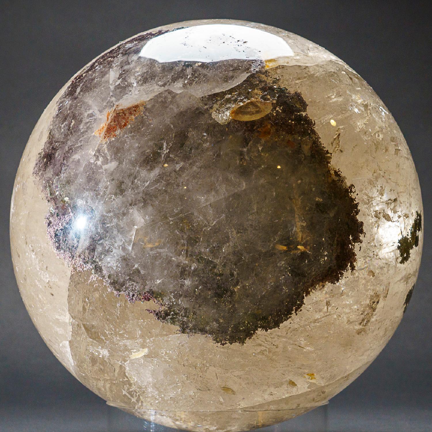 Large Genuine Polished Clear Quartz Sphere from Brazil (68 lbs) For Sale 1