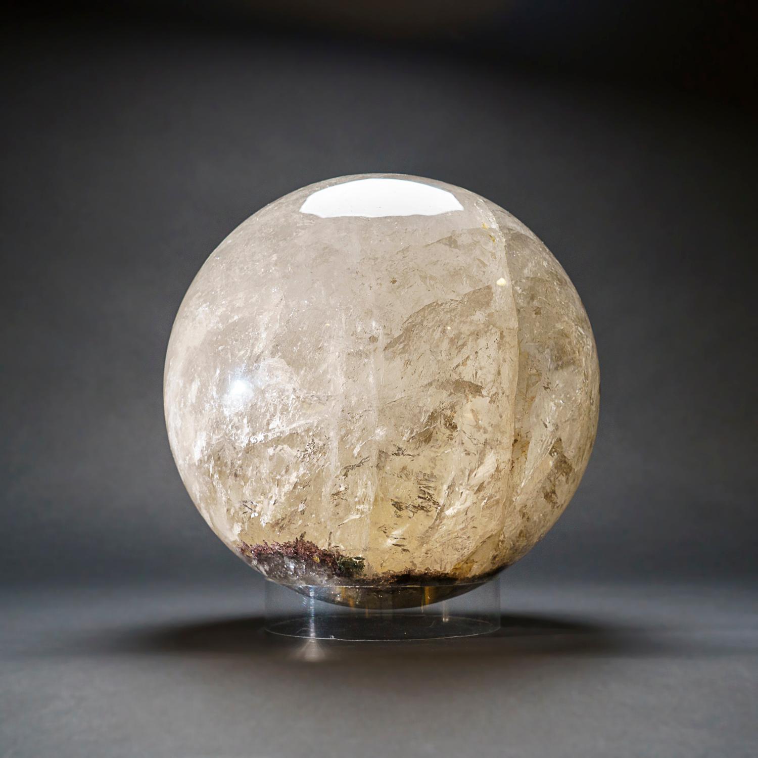 Large Genuine Polished Clear Quartz Sphere from Brazil (68 lbs) For Sale 2