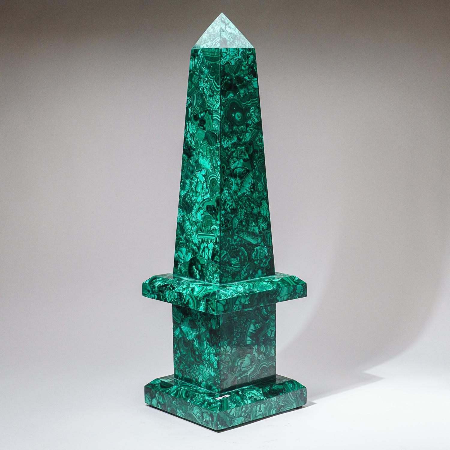 Contemporary Large Genuine Polished Malachite Obelisk (16.5 lbs) For Sale