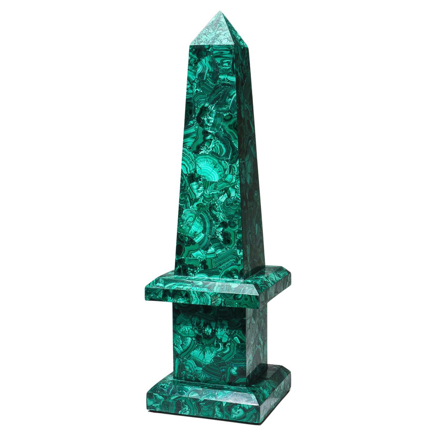 Large Genuine Polished Malachite Obelisk (16.5 lbs) For Sale