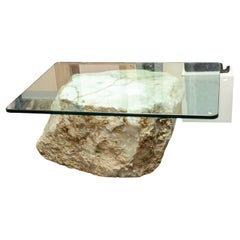 Large Genuine Polished Onyx Pedestal End Table (With Glass Top)