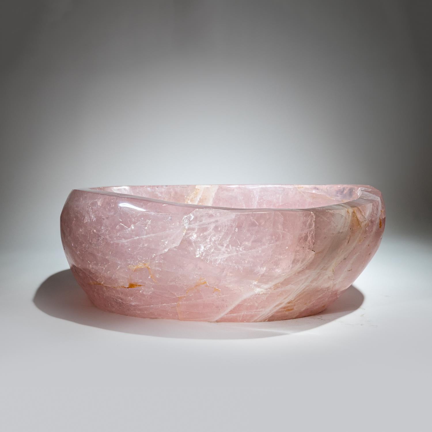 Large Genuine Polished Rose Quartz Bowl '51 Lbs' In New Condition In New York, NY