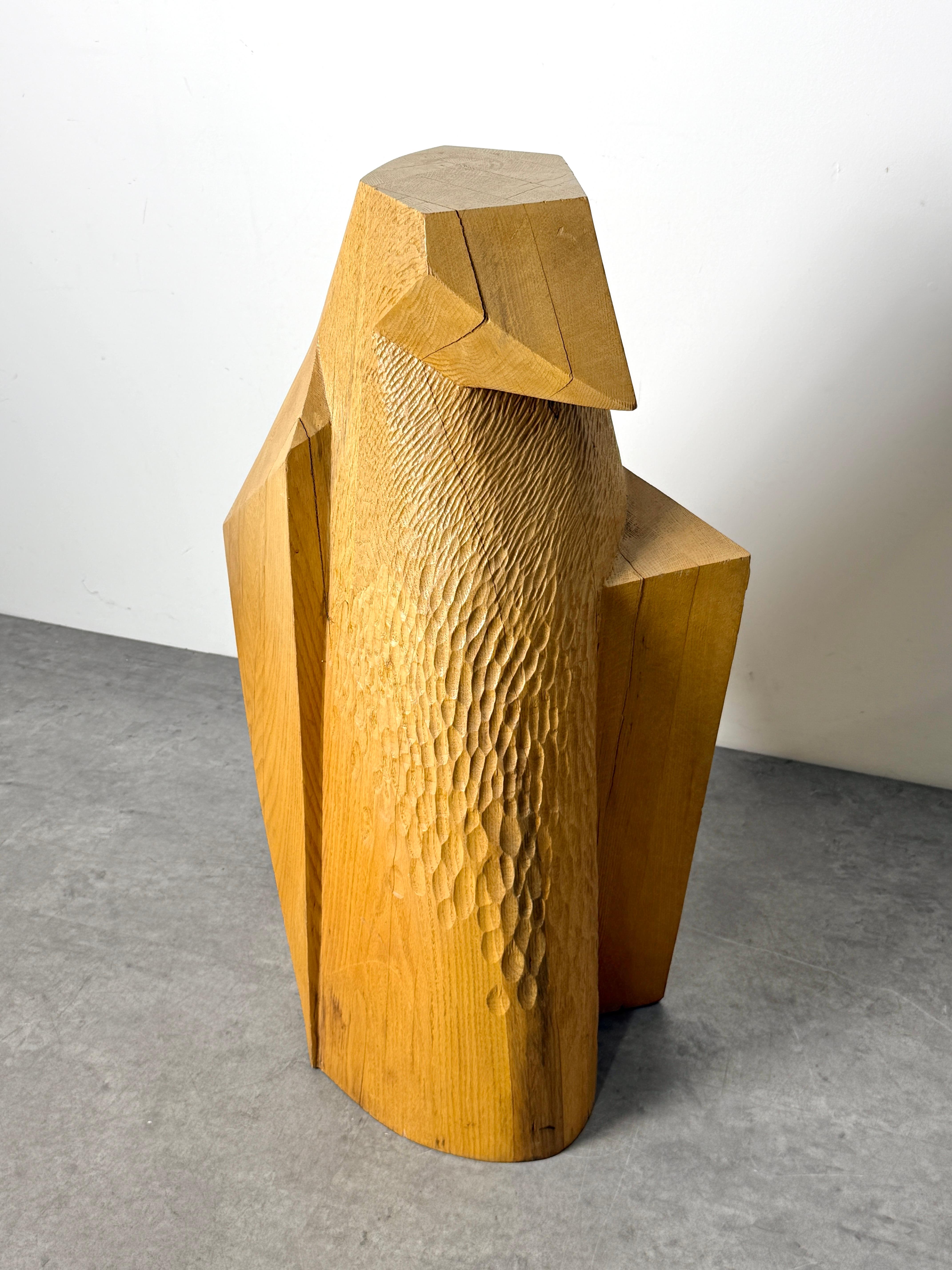 Large Geometric Abstract Modernist Hand Carved Wooden Bird Floor Sculpture 1980s For Sale 5