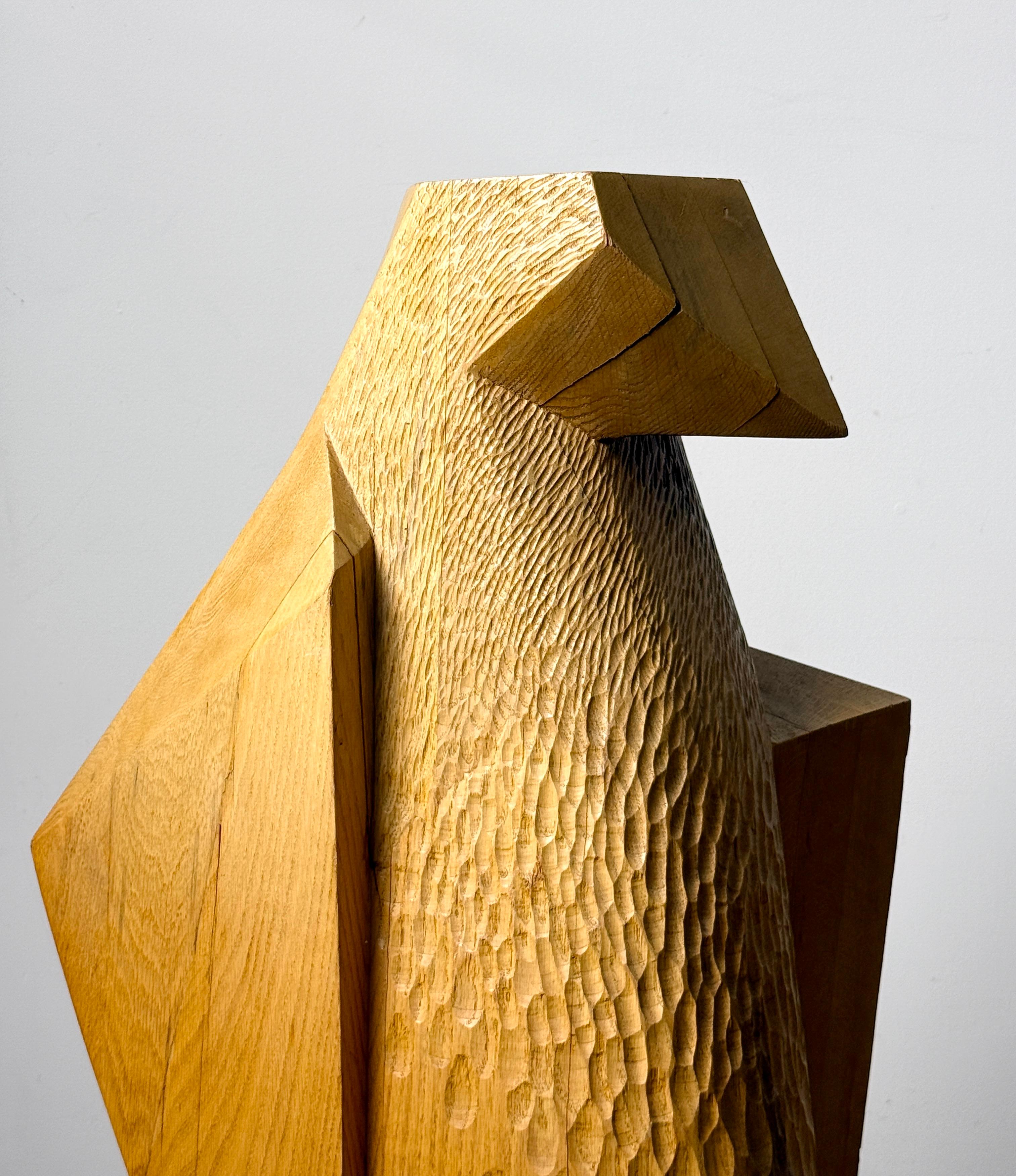 Large Geometric Abstract Modernist Hand Carved Wooden Bird Floor Sculpture 1980s For Sale 6