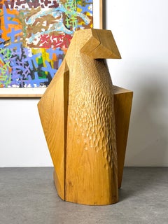 Monumental Carved Wood Abstract Bird Sculpture, American Studio Craft 1980s