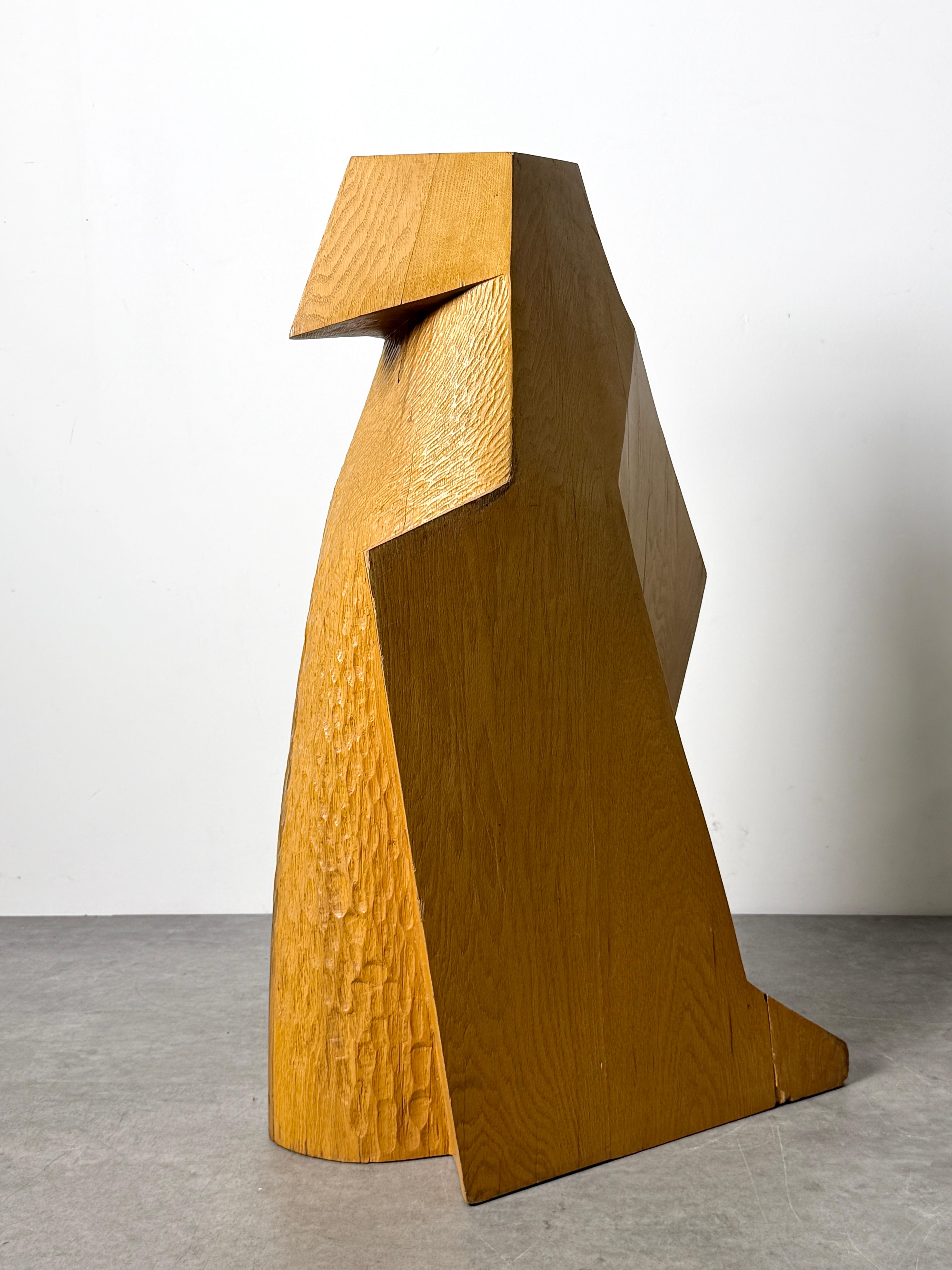 Large Geometric Abstract Modernist Hand Carved Wooden Bird Floor Sculpture 1980s For Sale 2