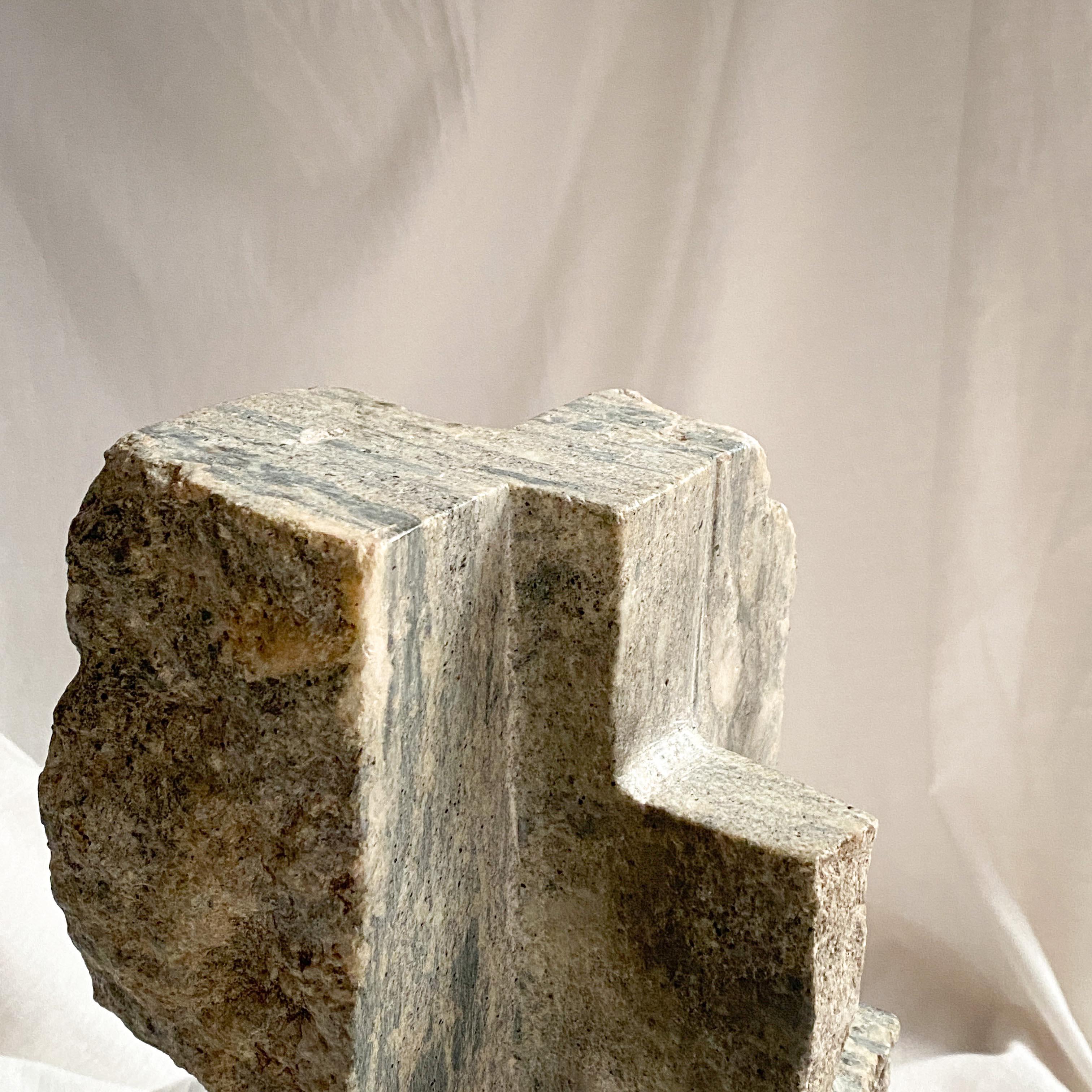 Large geometric abstract modernist sculpture, hand carved granite, 1970s 1