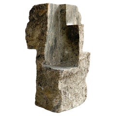 Large geometric abstract modernist sculpture, hand carved granite, 1970s