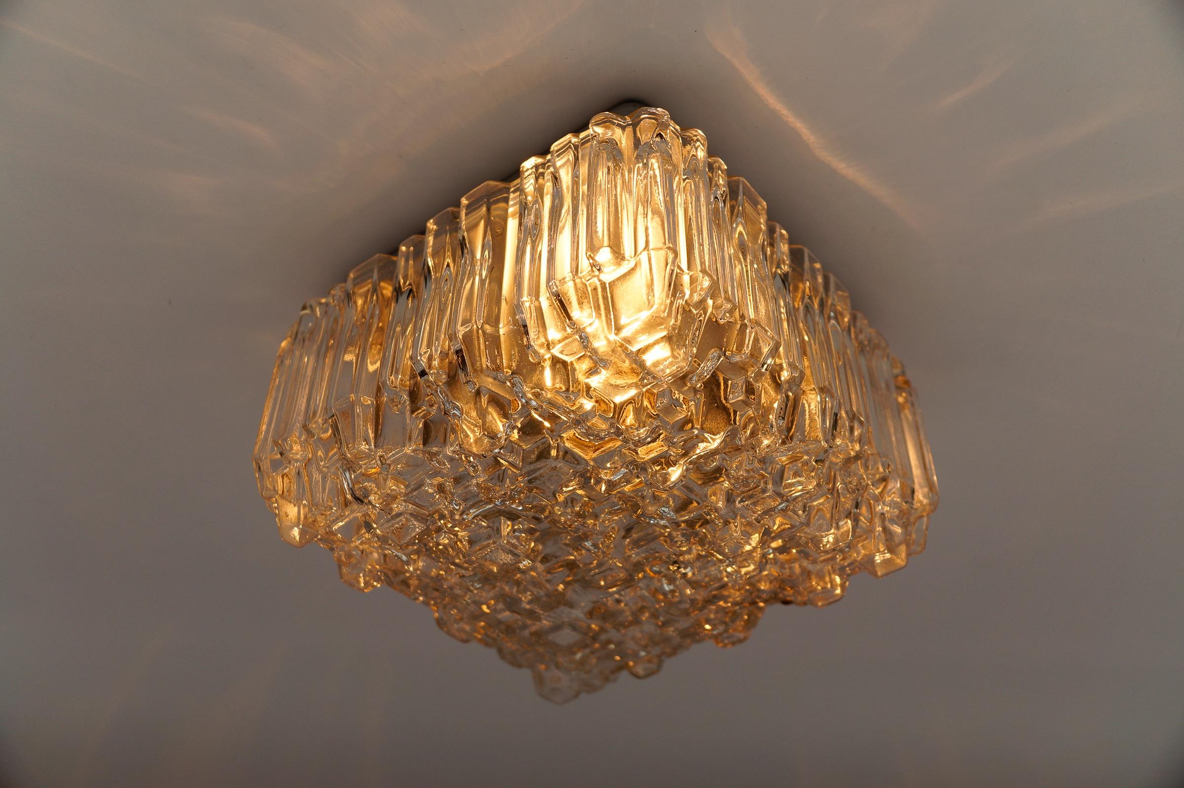 German Large Geometric Bubble Glass Wall Lamp Flush Mount by Hoffmann Leuchten 1960s For Sale