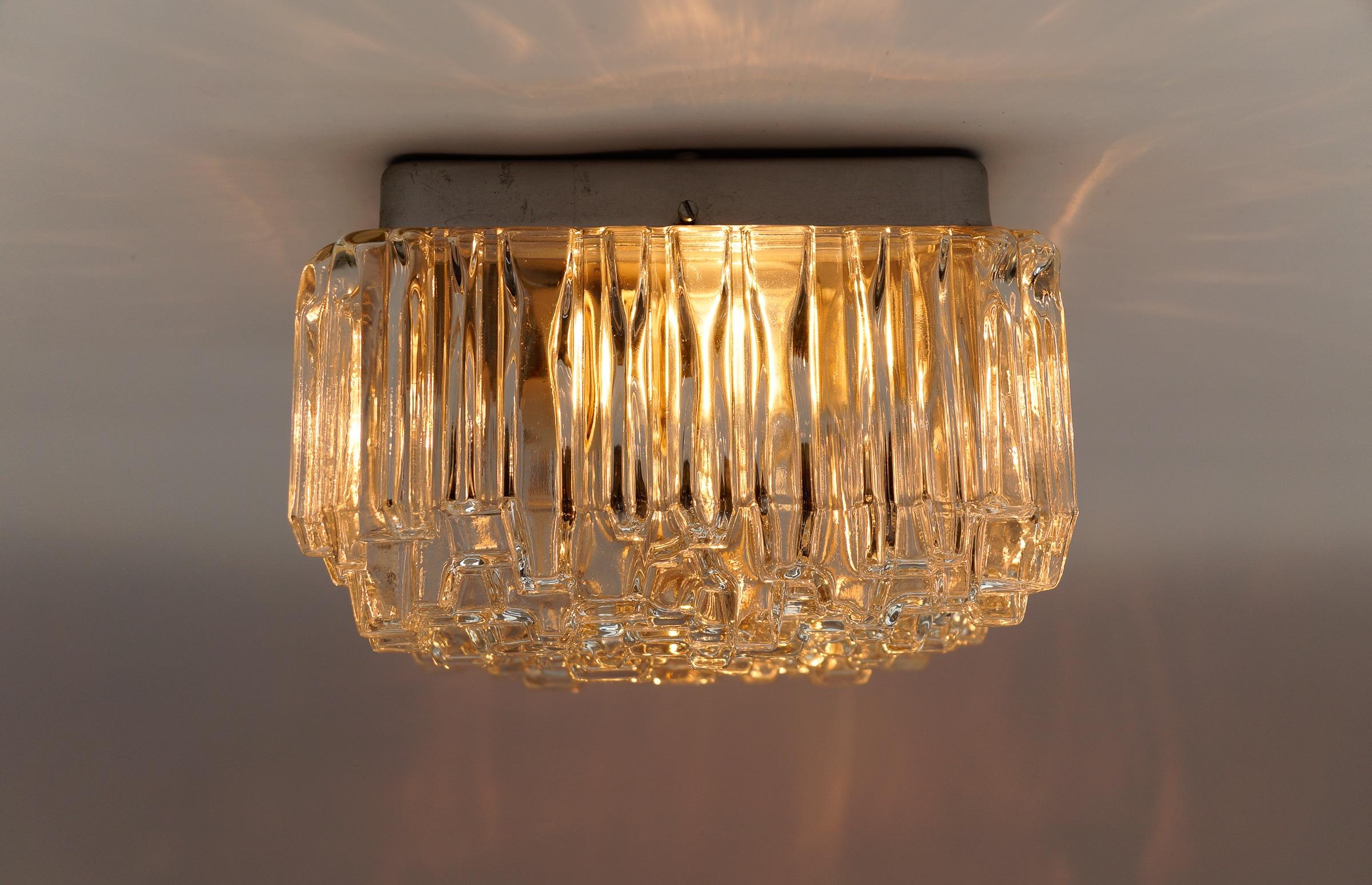 Metal Large Geometric Bubble Glass Wall Lamp Flush Mount by Hoffmann Leuchten 1960s For Sale