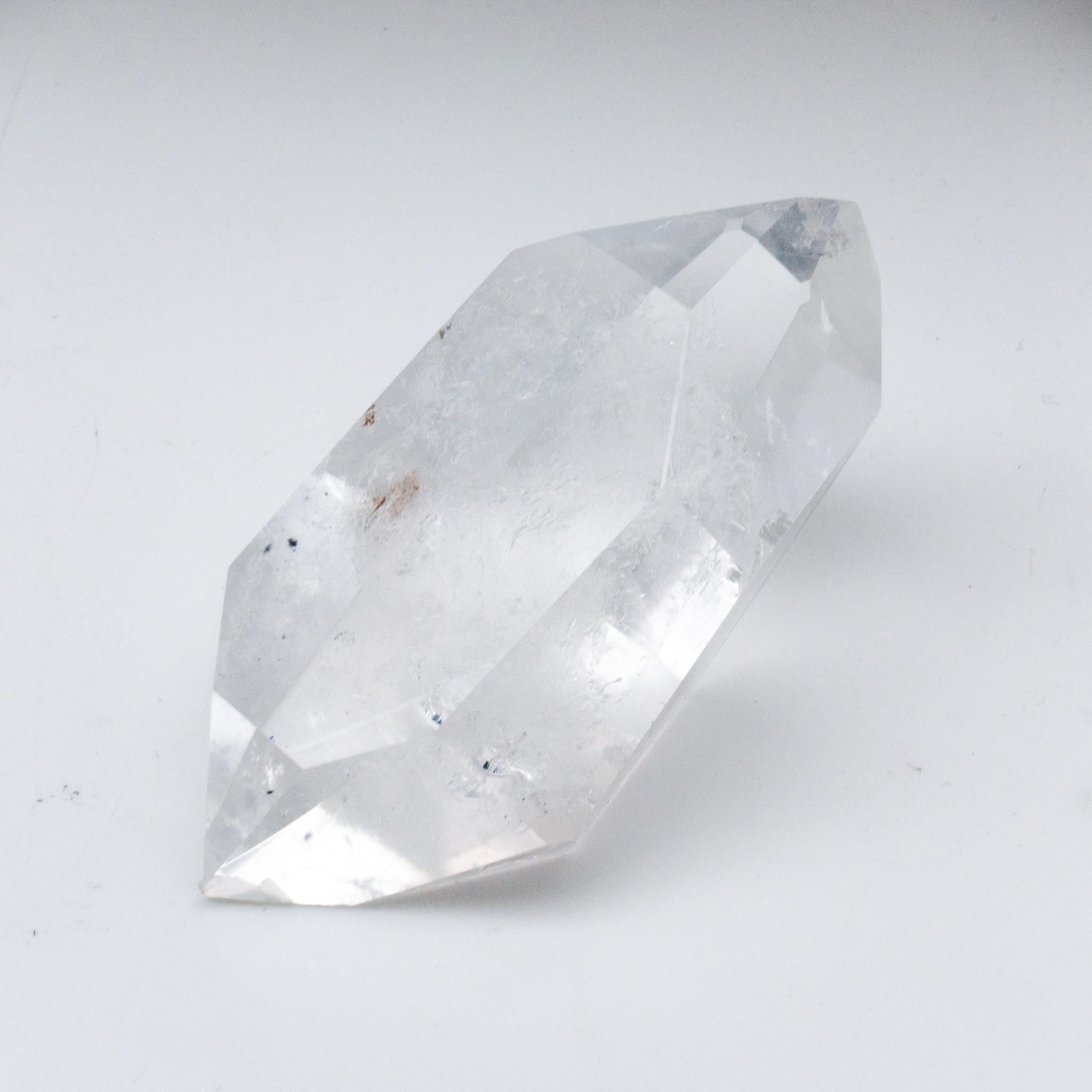 Uniquely cut multifaceted rock crystal specimen. Rock crystal is the purest form of quartz and has been used in jewelry and ornaments since antiquity.