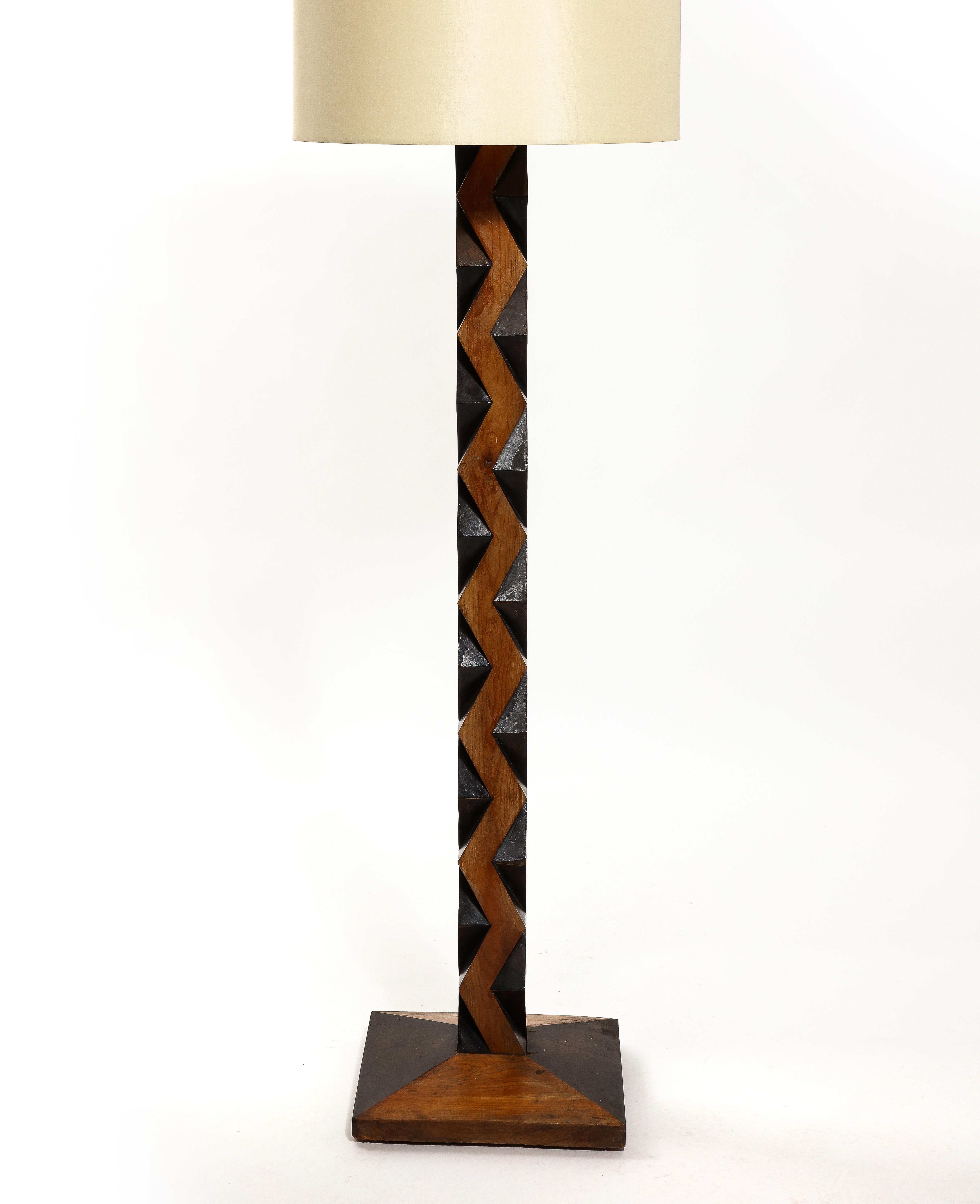 Large Geometric Floor Lamp, France 1950's For Sale 2