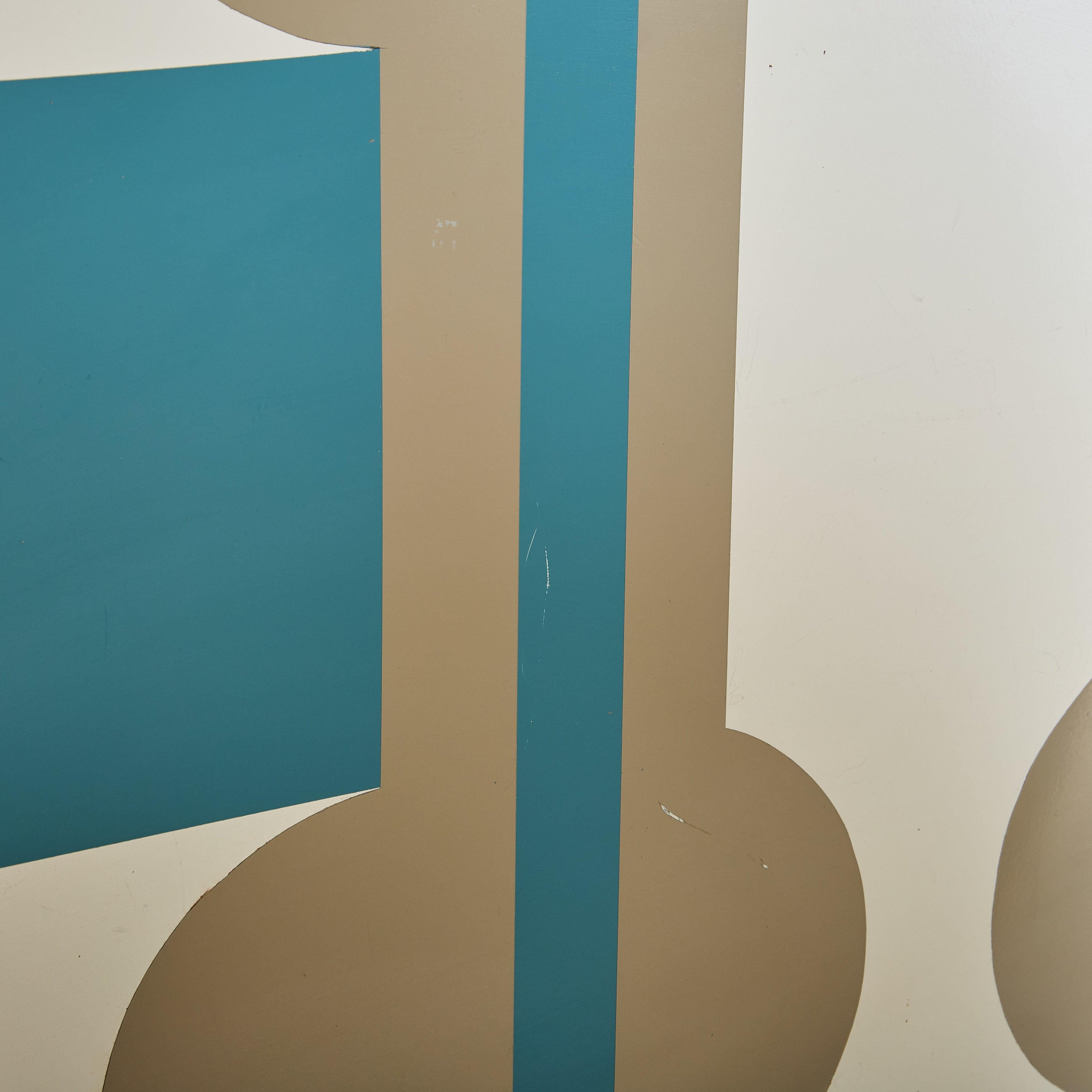 Große geometrische Metalltafel von Hermine Chastanet, 1969 (Mitte des 20. Jahrhunderts) im Angebot