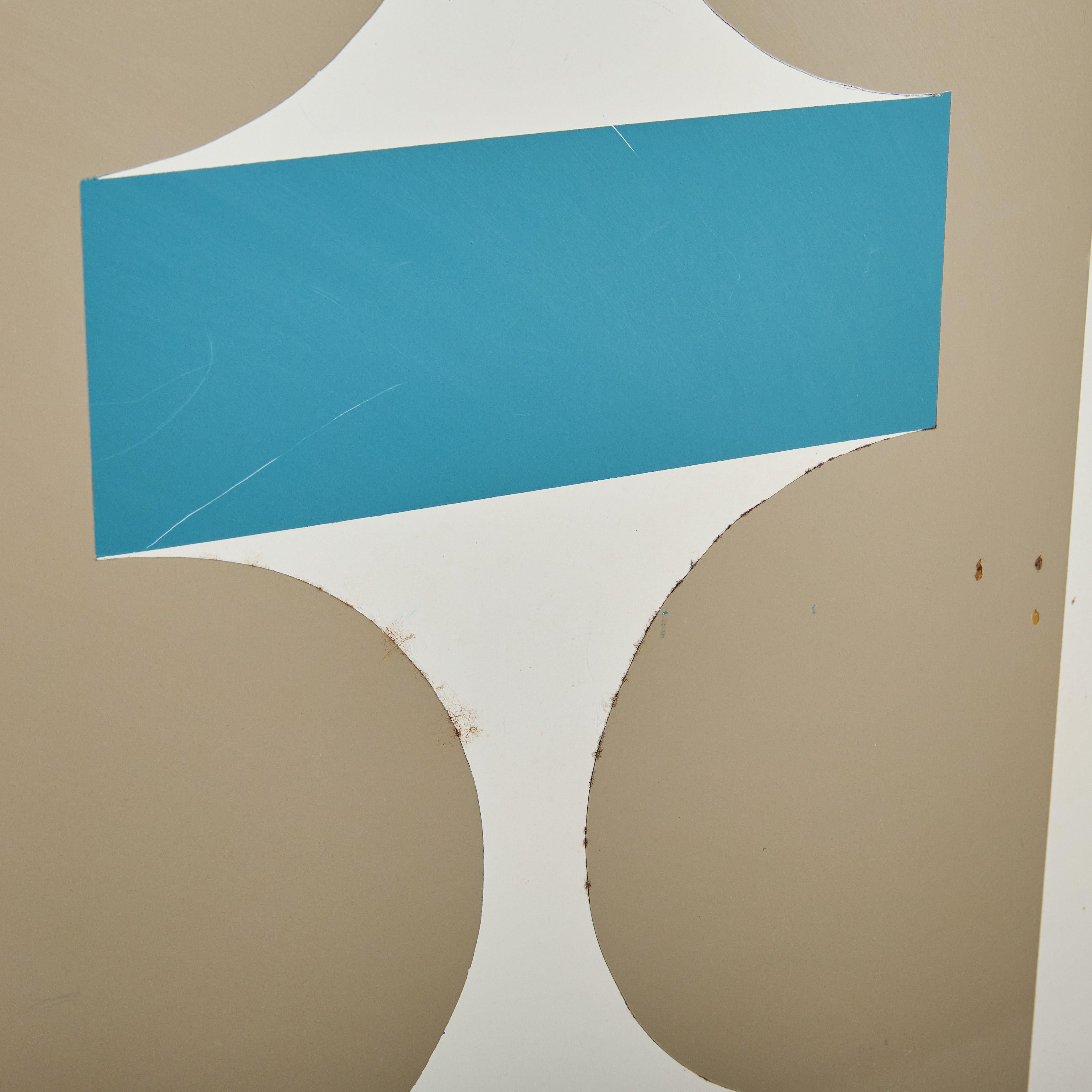 Große geometrische Metalltafel von Hermine Chastanet, 1969 im Angebot 1