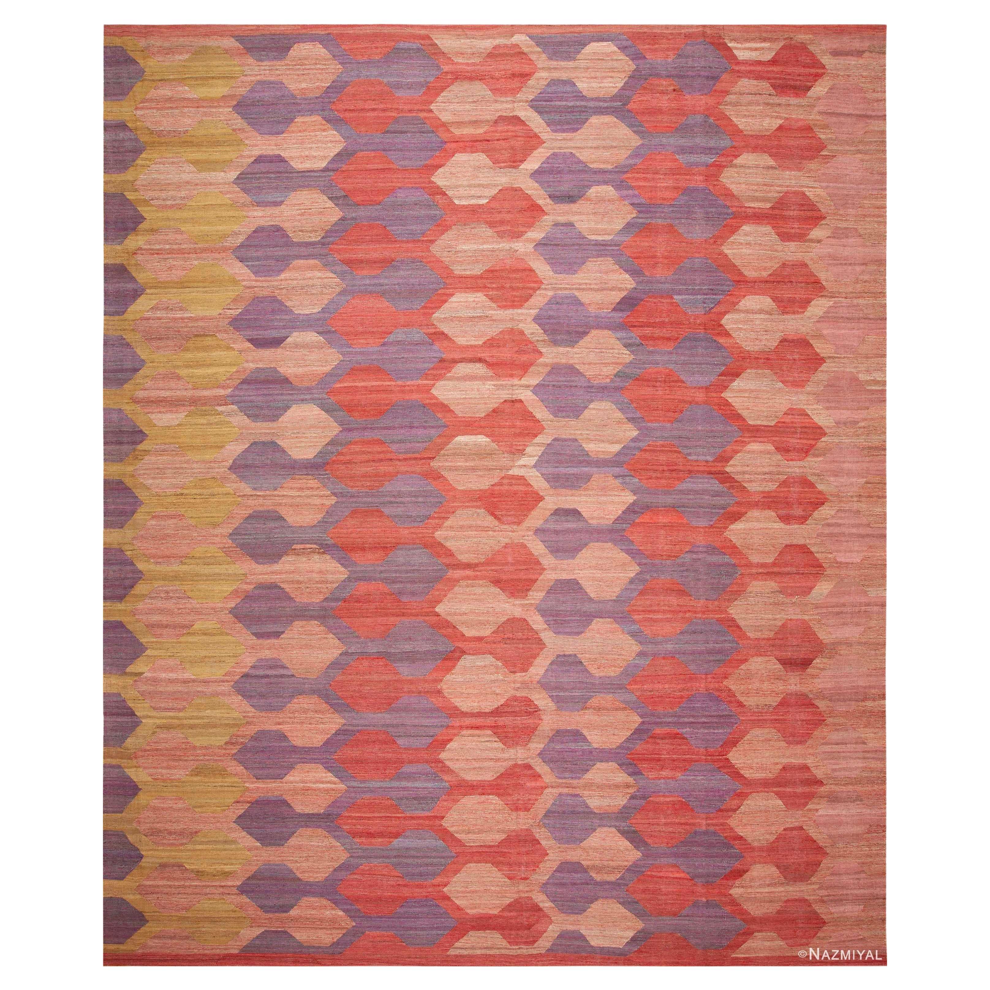 Nazmiyal Collection Large Geometric Modern Contemporary Kilim Rug 13' x 16' For Sale