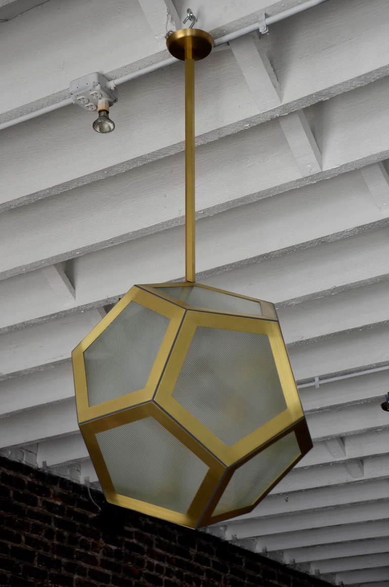 Vienna Secession Large Geometric Pentagon Hanging Lantern For Sale